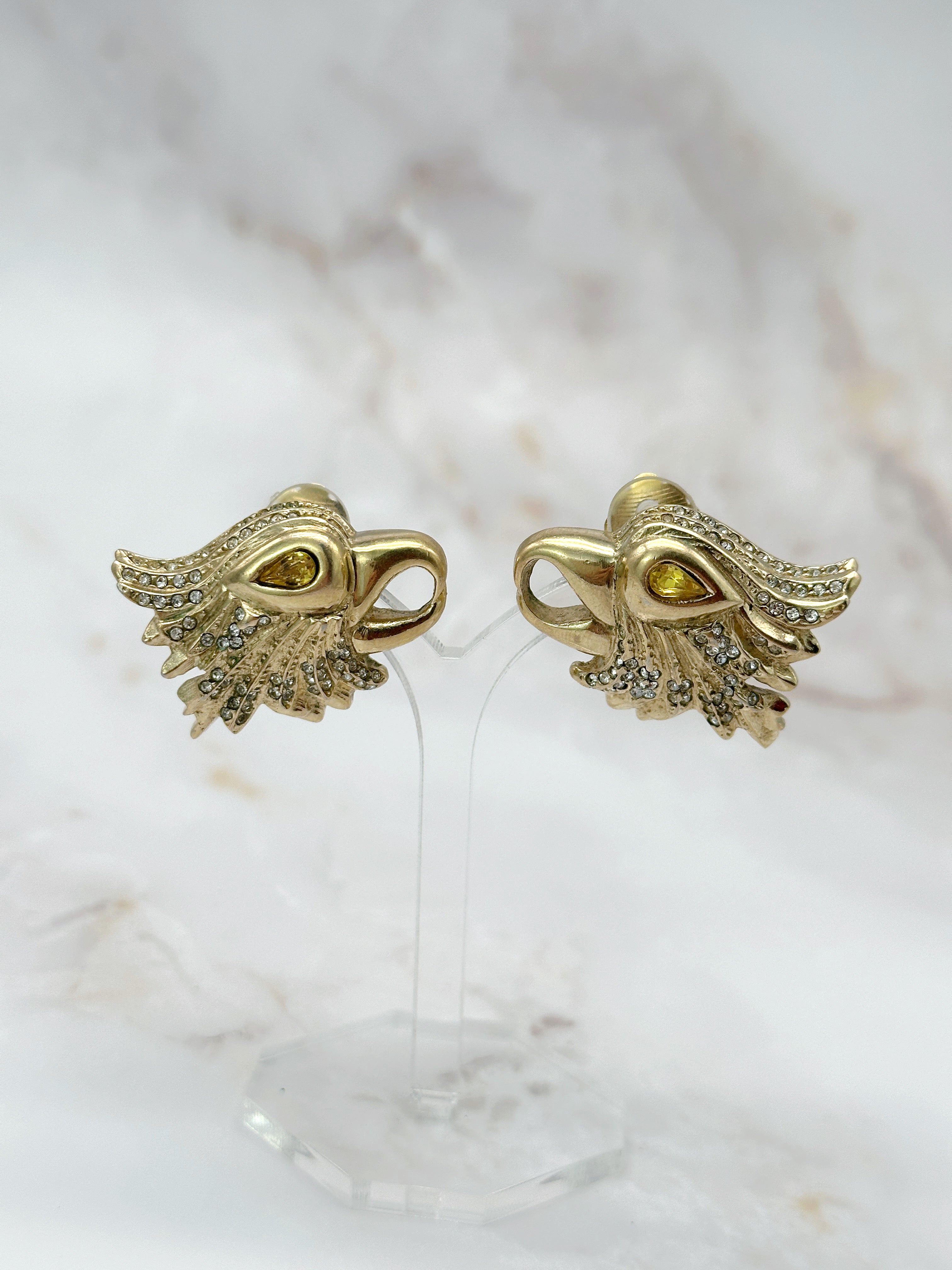 Vintage Statement Ohrclips Greifvogel