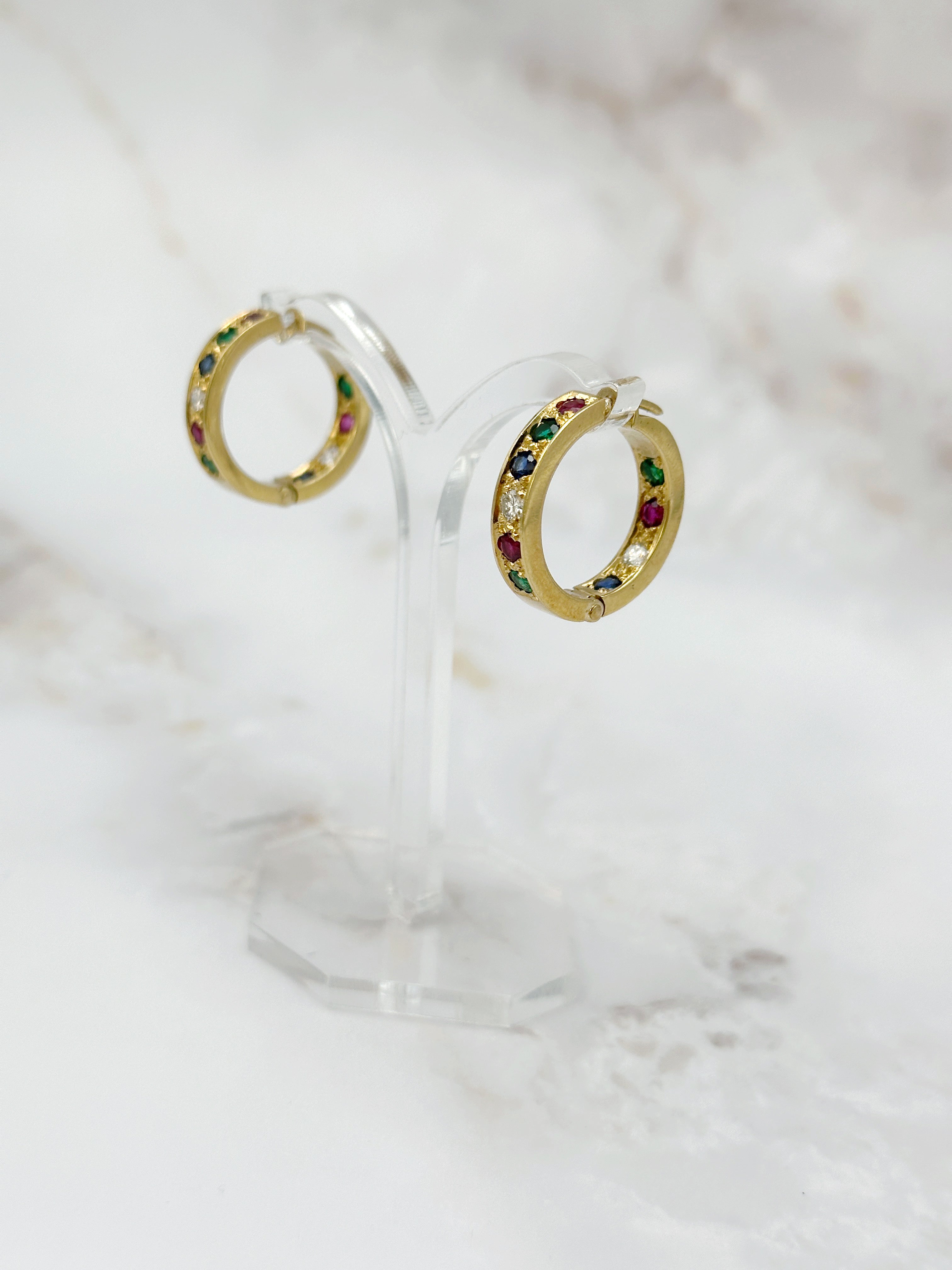 Vintage Creolen mit Edelsteinen & Diamanten