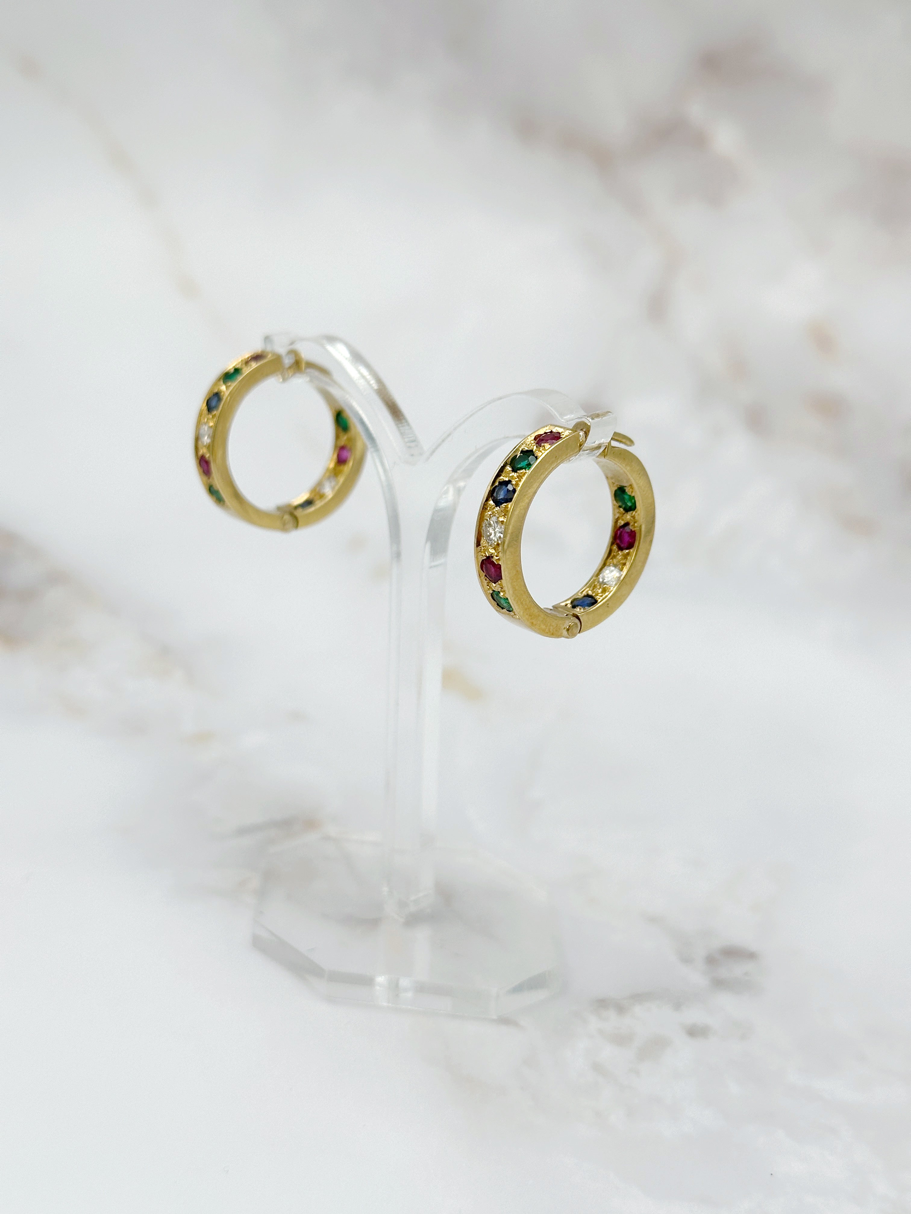 Vintage Creolen mit Edelsteinen & Diamanten