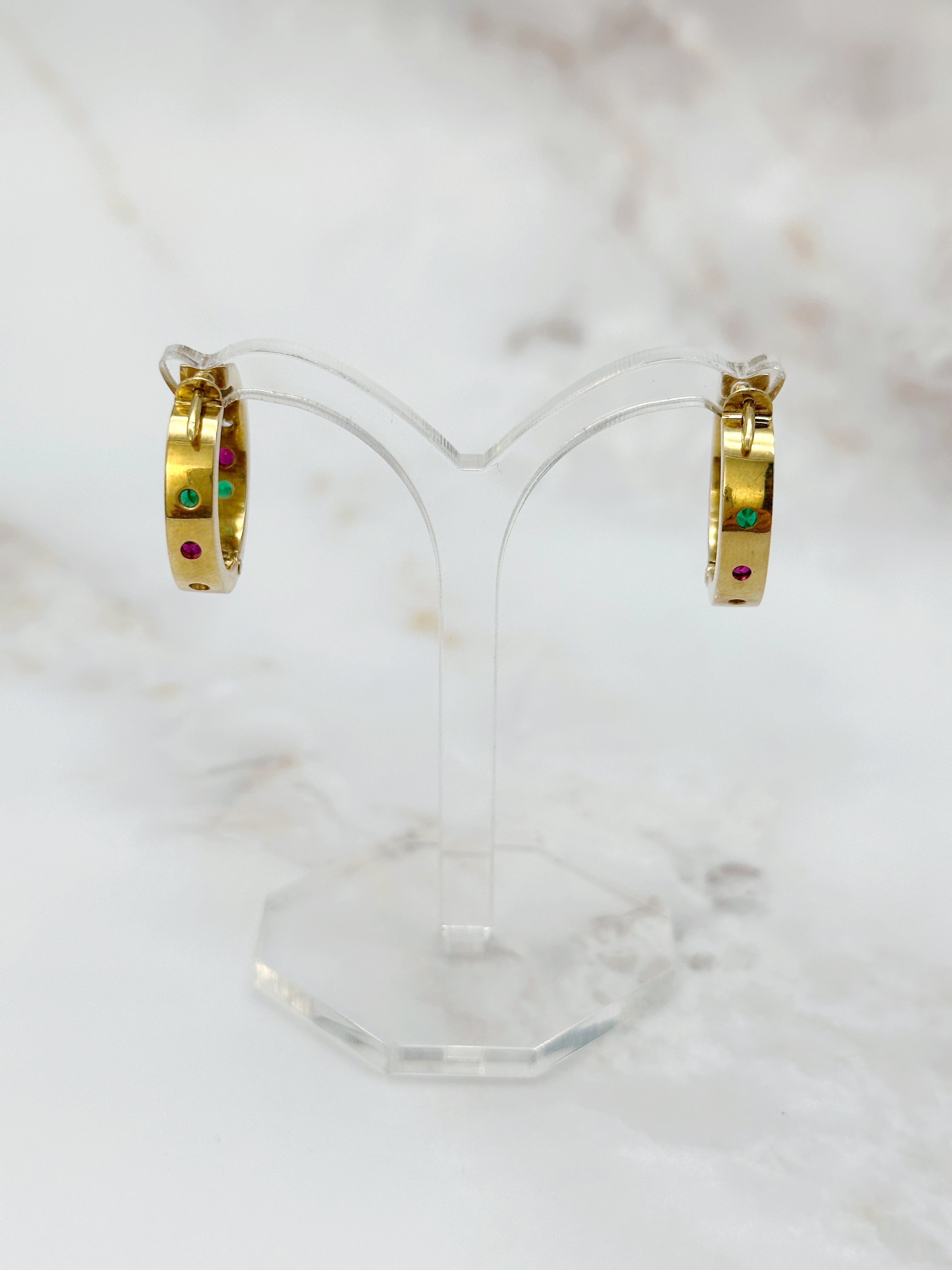 Vintage Creolen mit Edelsteinen & Diamanten
