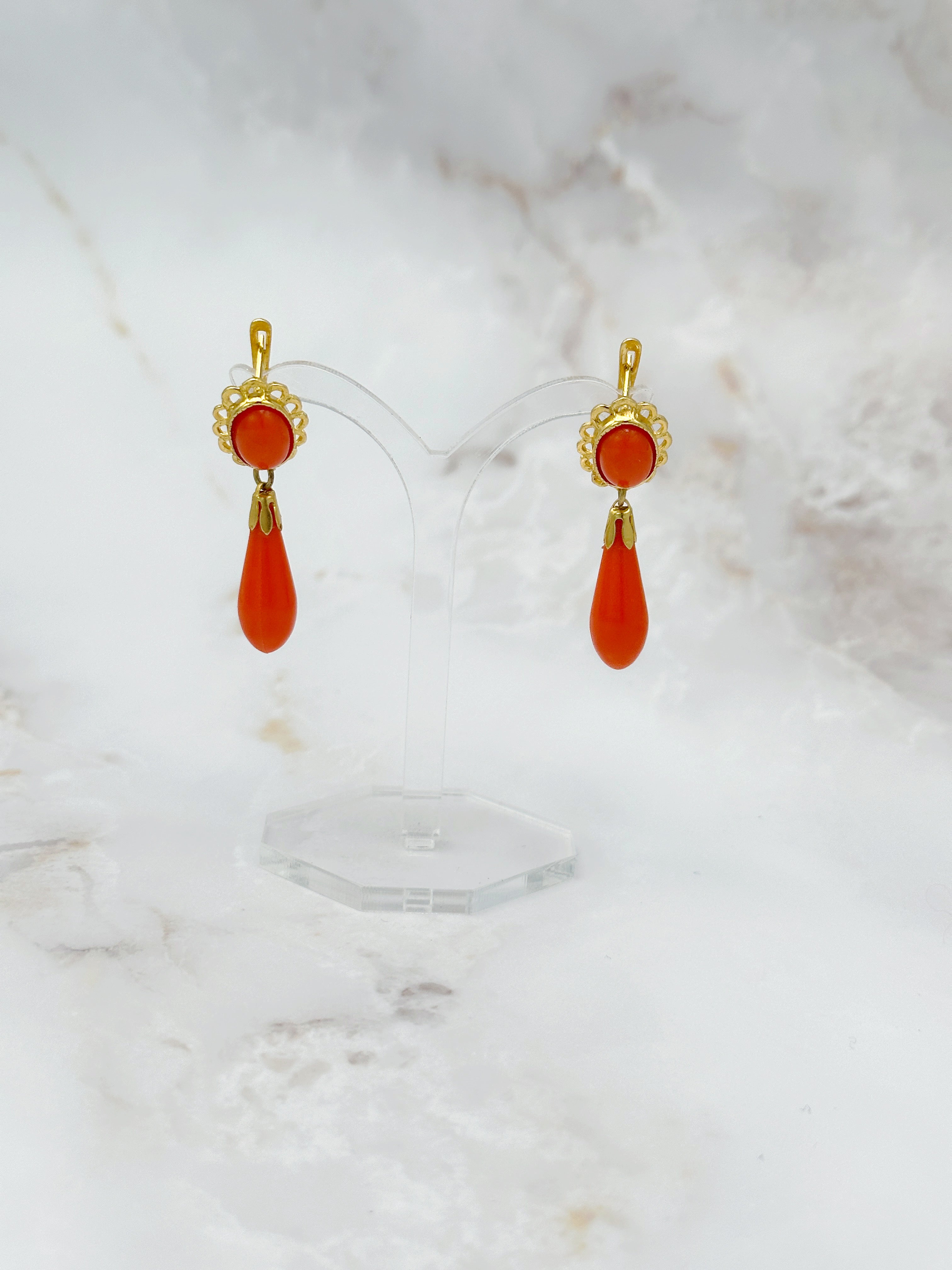 Vintage Ohrgehänge orange Tropfen