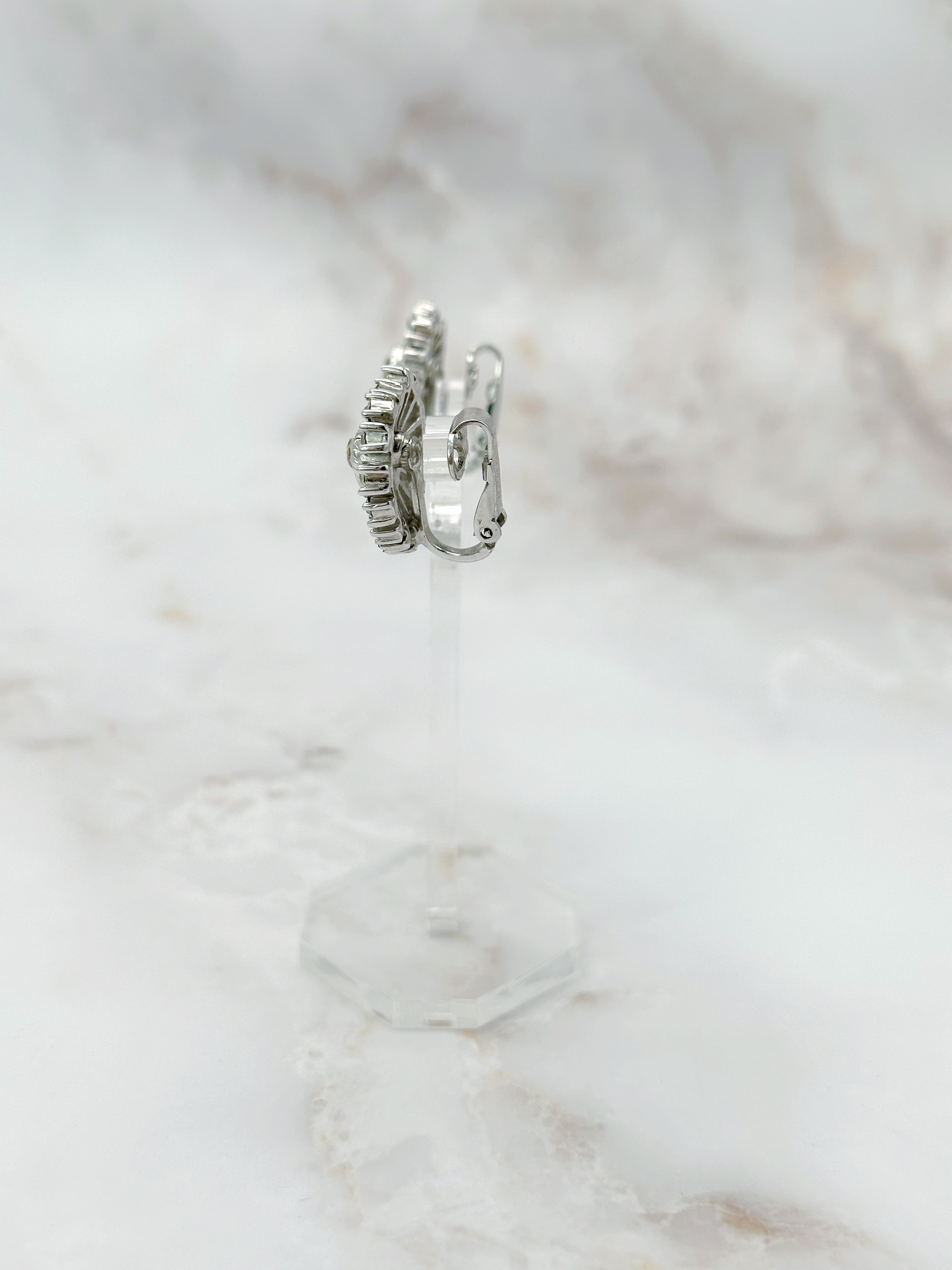 Vintage Ohrclips Herzform und Strass