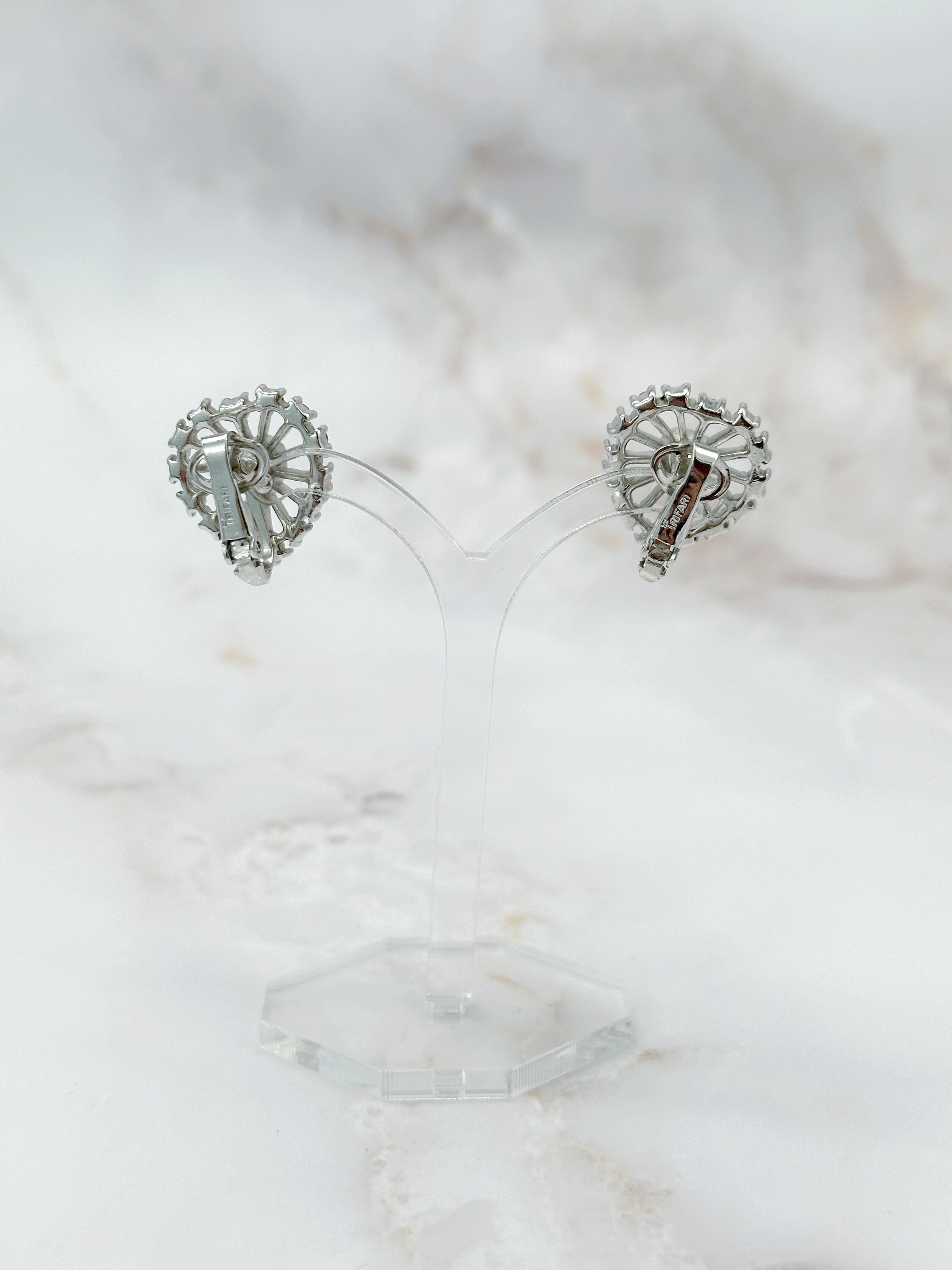 Vintage Ohrclips Herzform und Strass