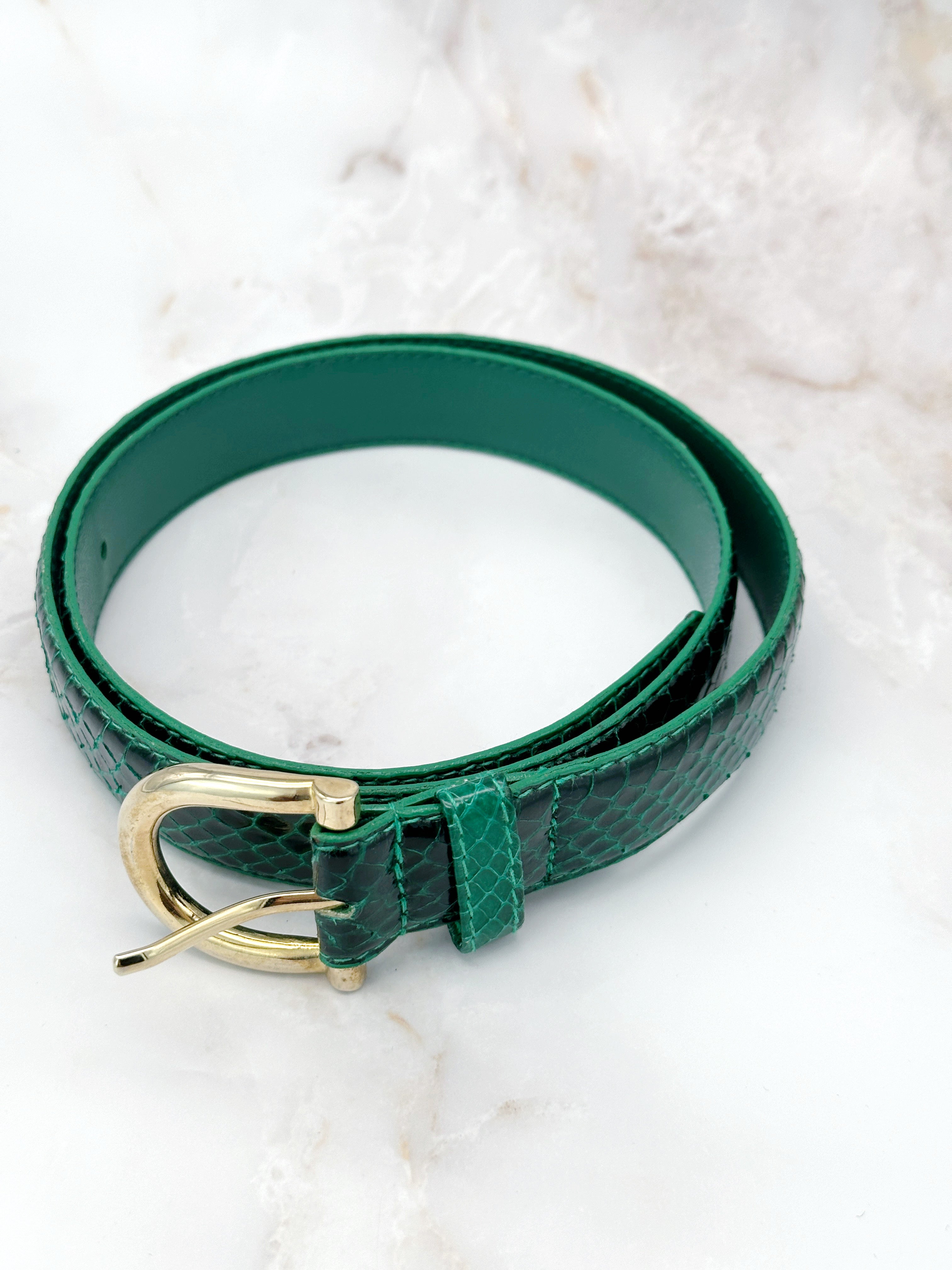 Green vintage leather belt