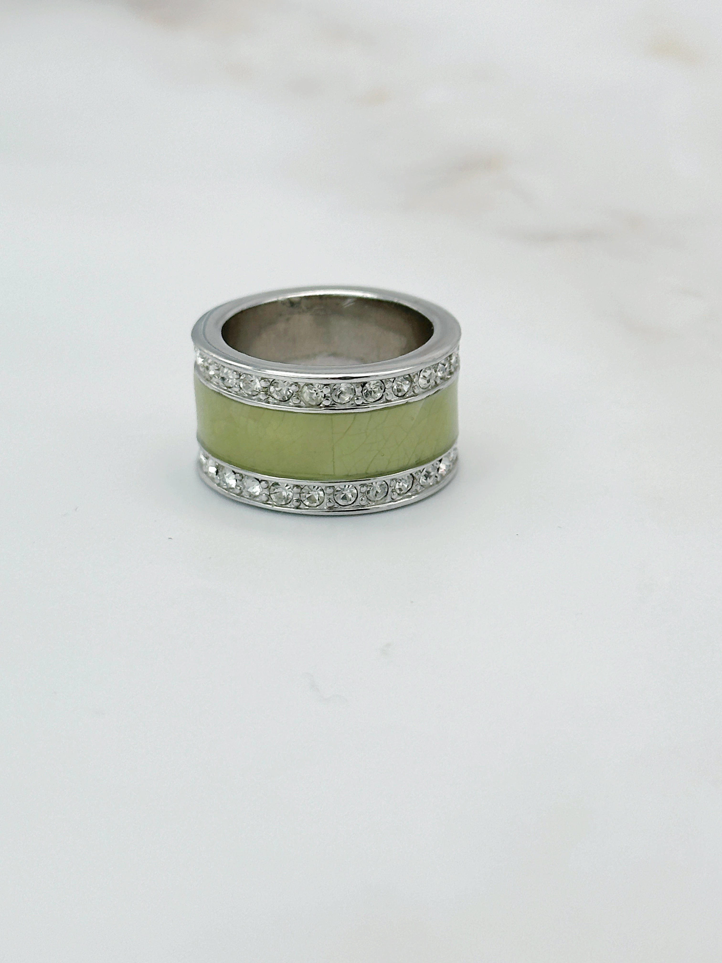 Band ring with enamel &amp; rhinestones