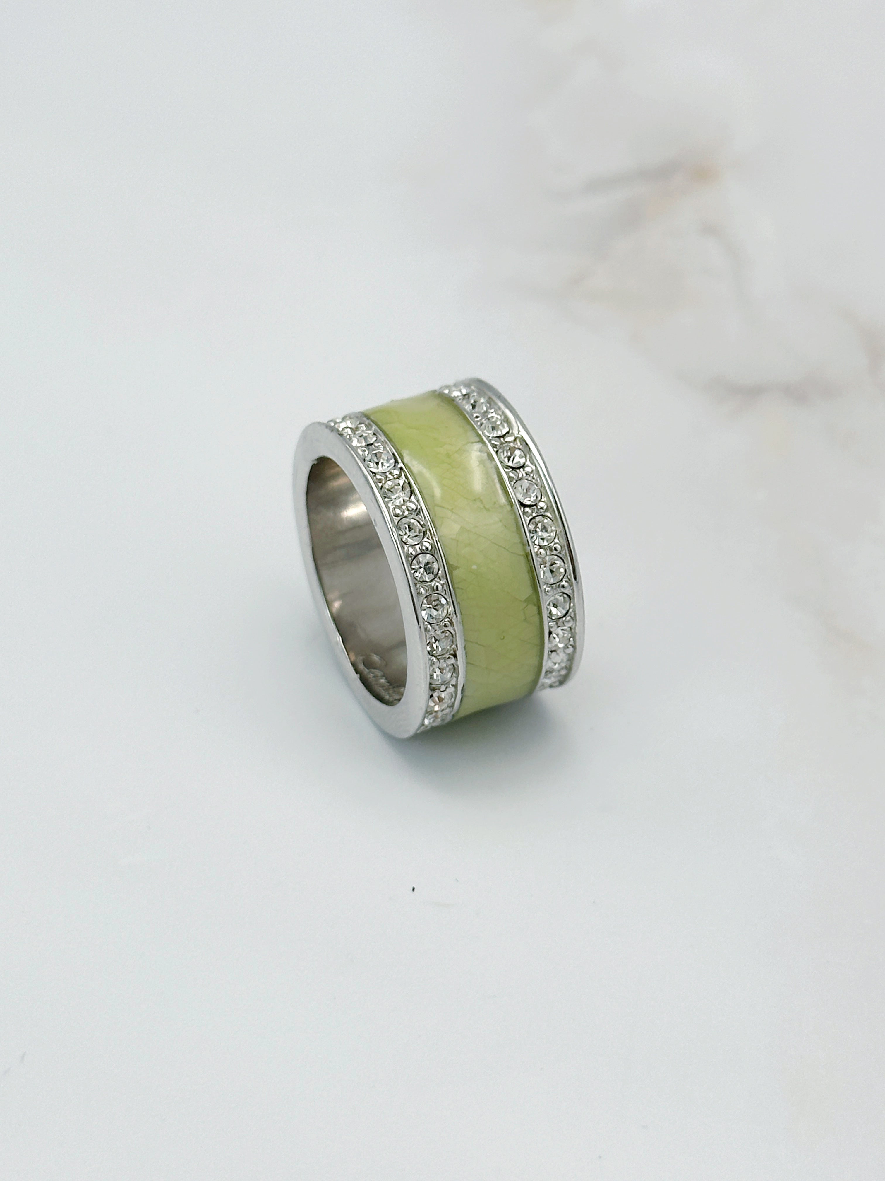 Band ring with enamel &amp; rhinestones