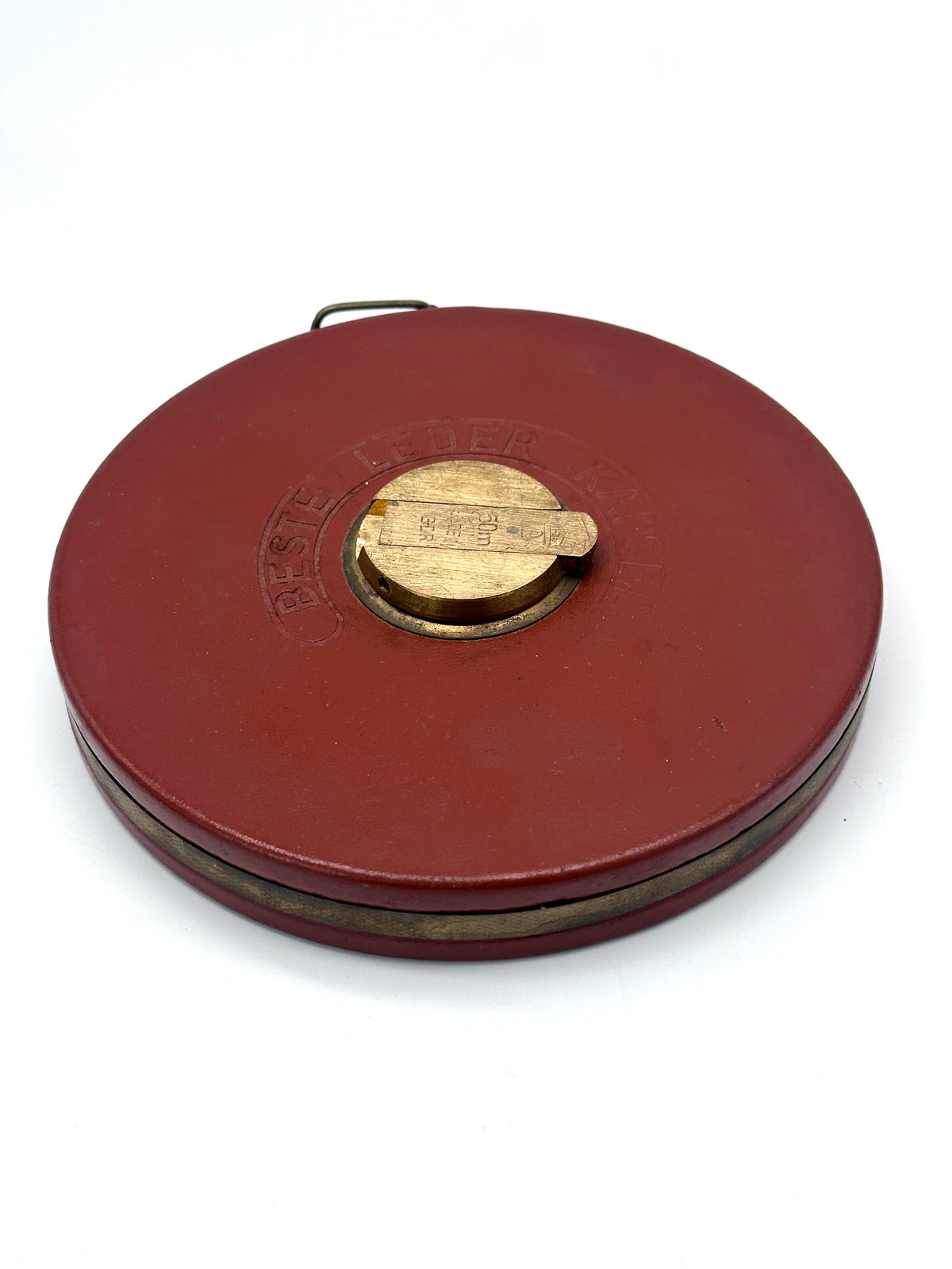 Vintage Rollbandmaß mit Lederbezug um 1950 – 50 Meter