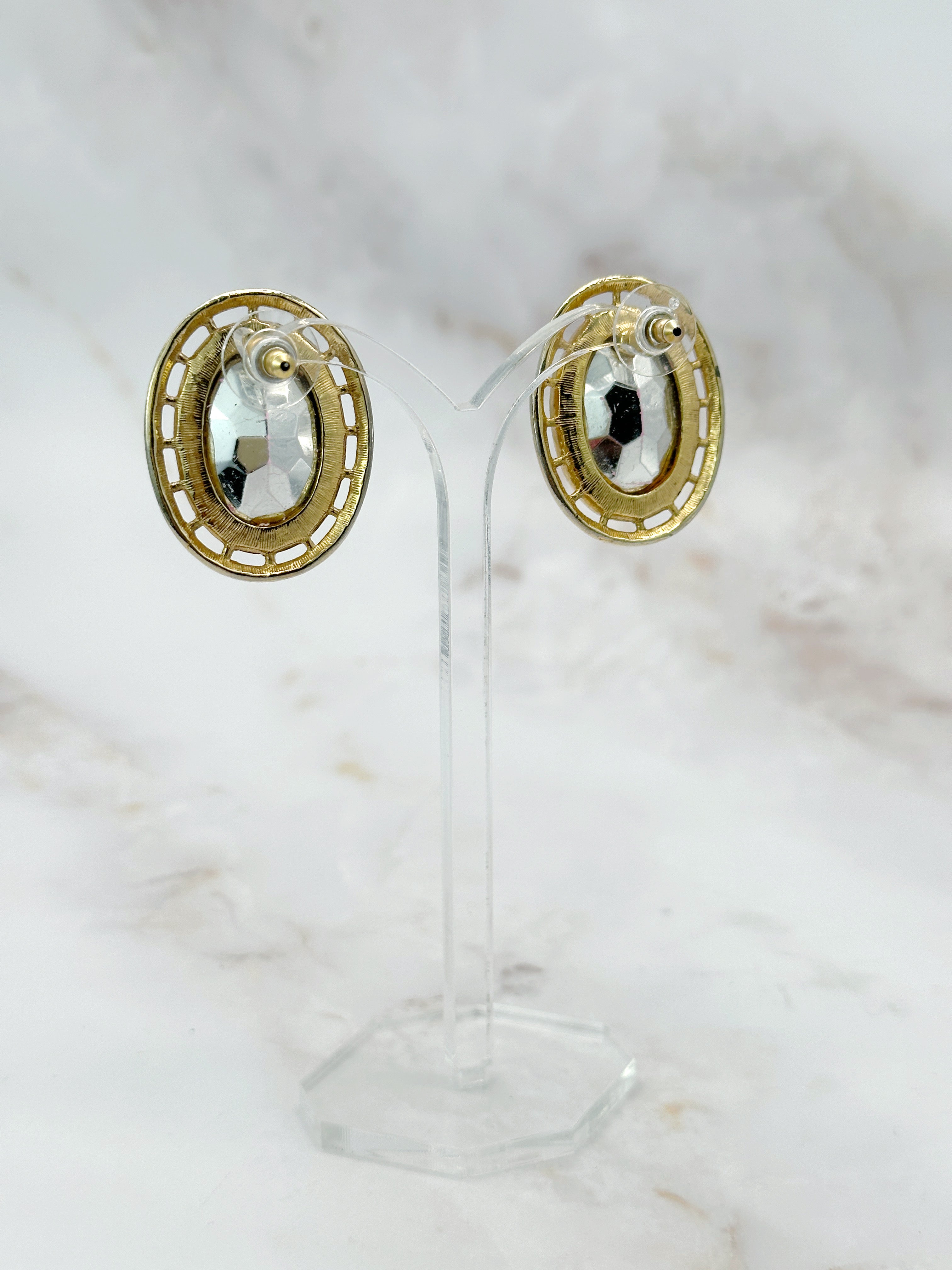 Statement Vintage Ohrringe mit pinkem Glaskristall