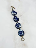 Vintage Armband Emaille blau/weiß, ca. 1970