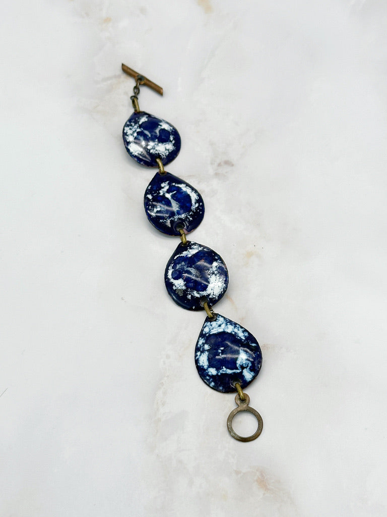 Vintage bracelet enamel blue/white, ca. 1970