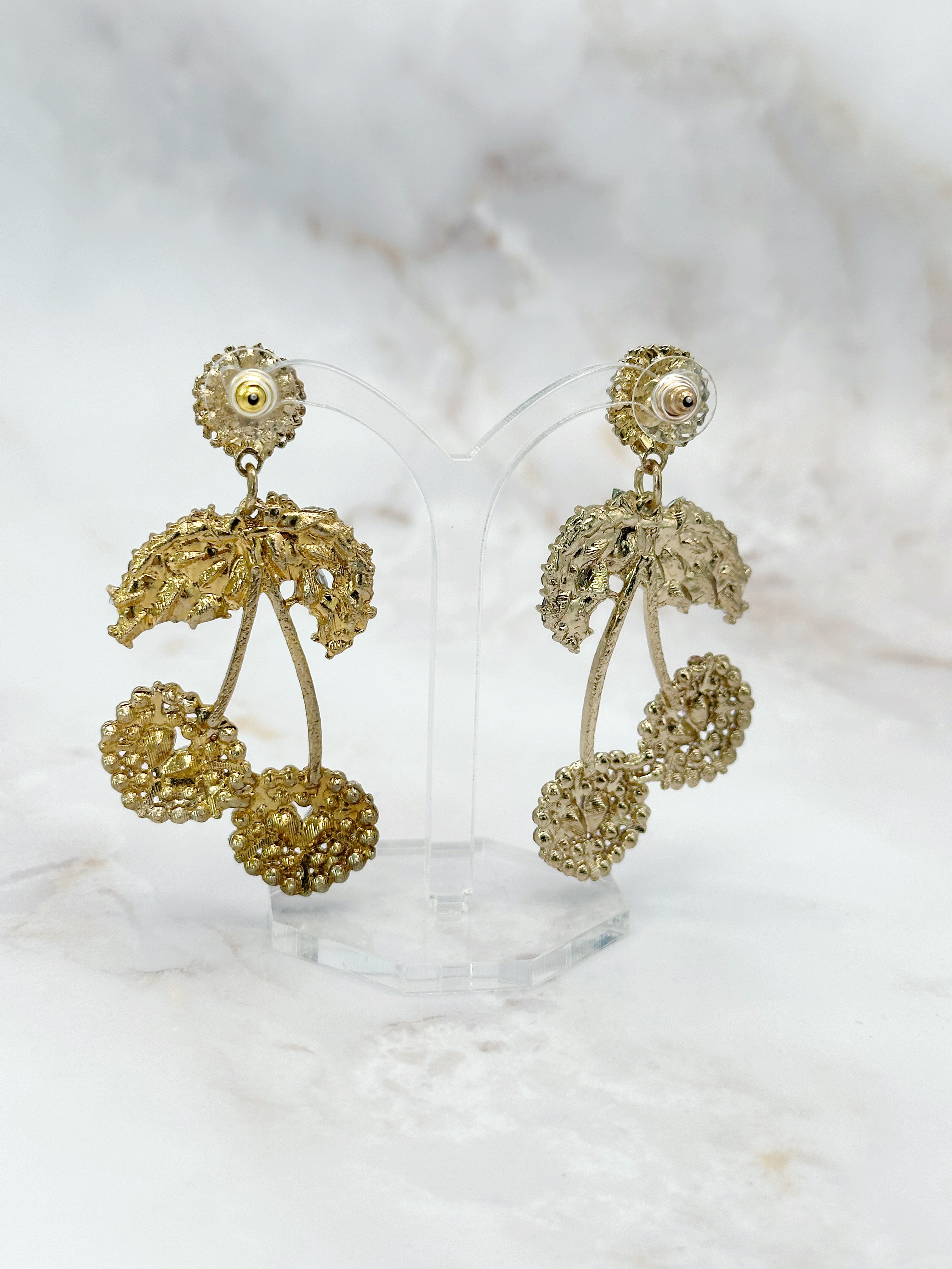 Süße Kirsch Ohrhänger mit Strass vergoldet