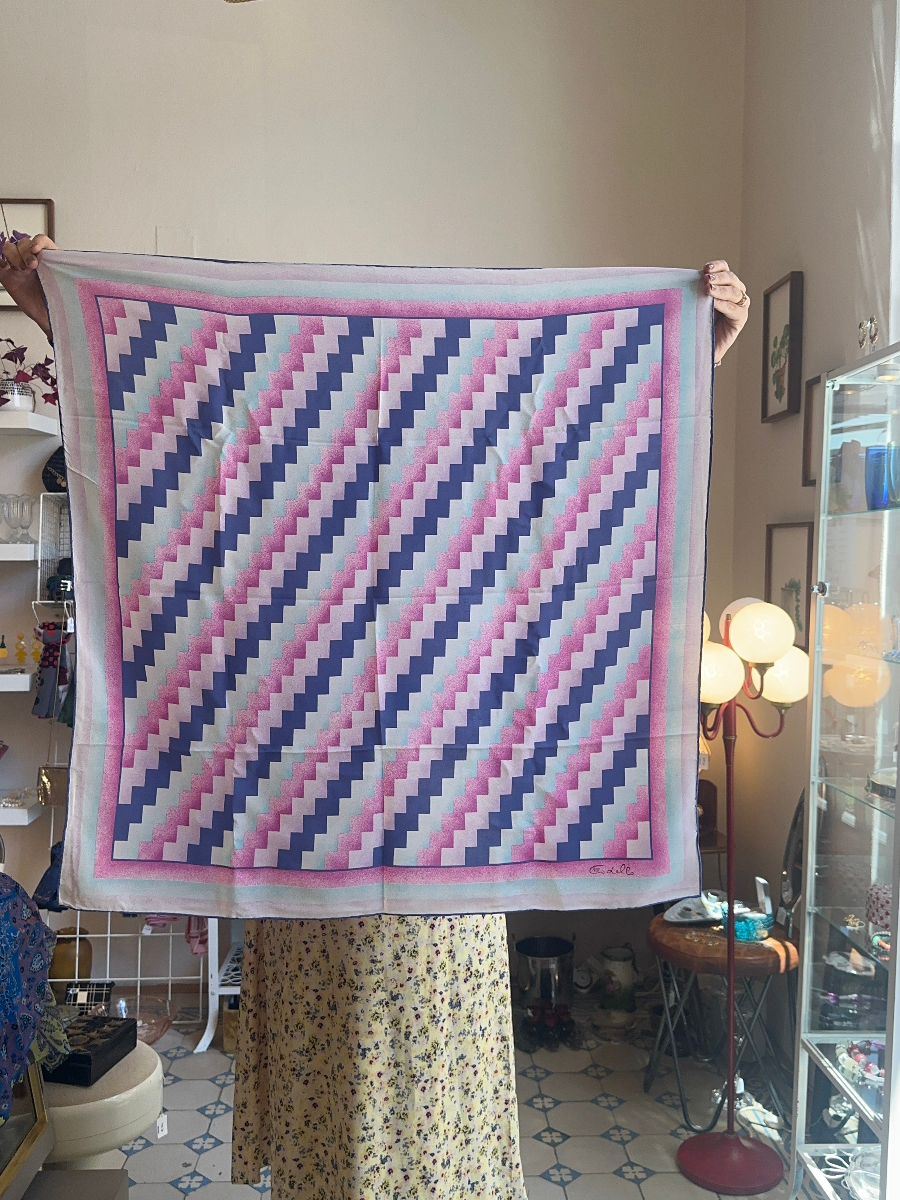Seidentuch von Codello in Pink, Blau und Türkis