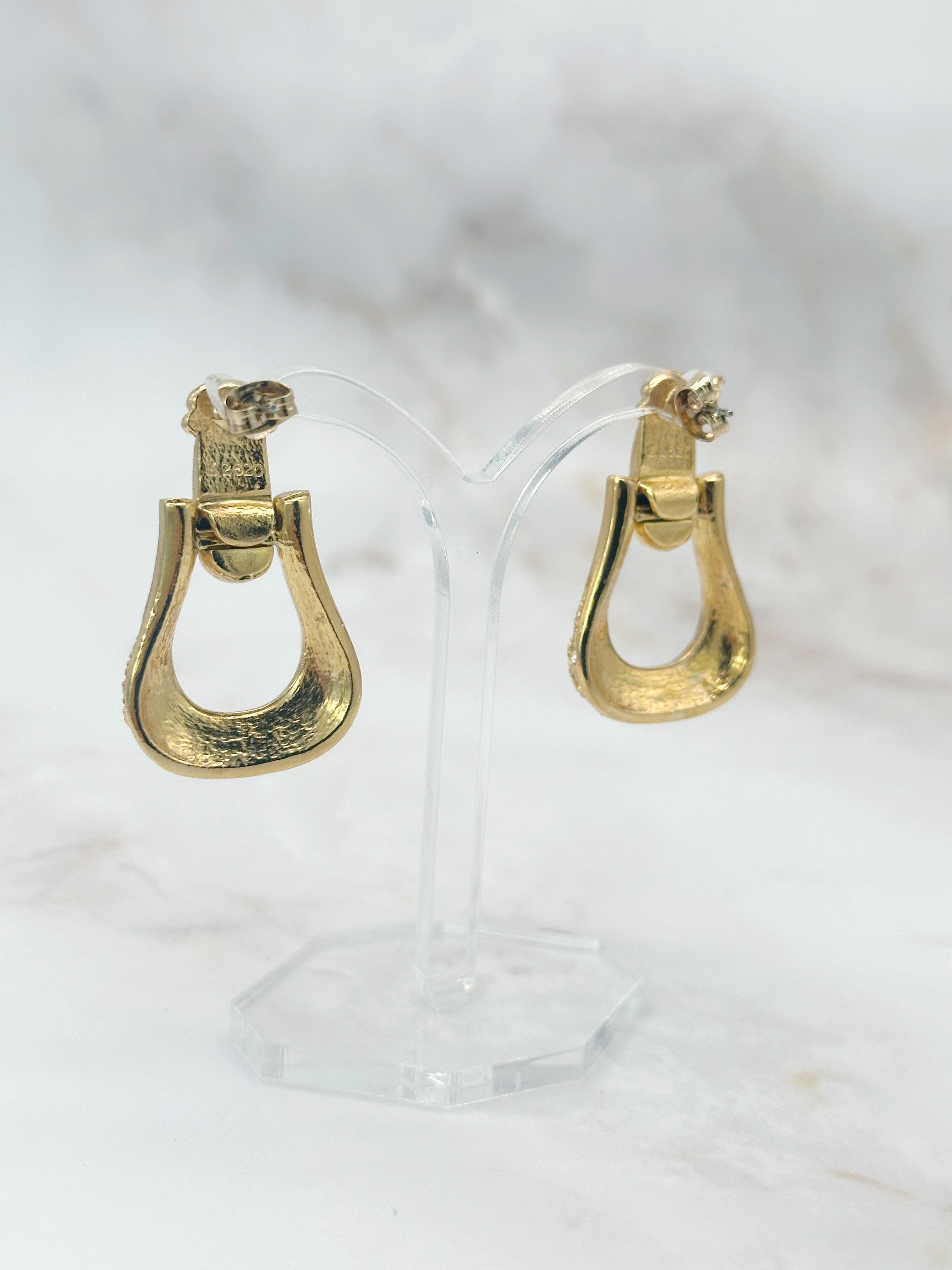 Vergoldete Vintage Doorknocker Ohrringe mit funkelndem Strass