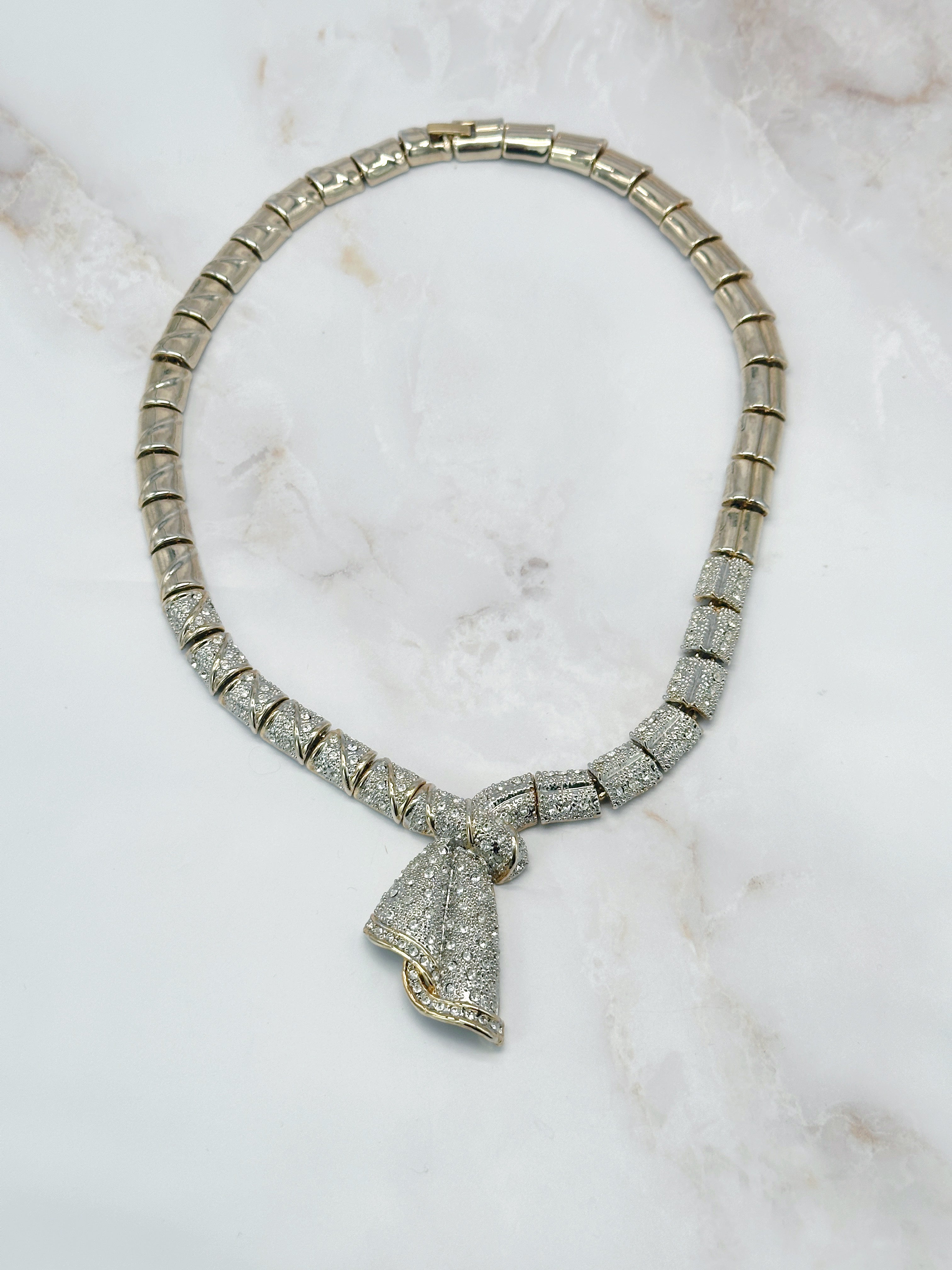 Exquisites Vintage Collier mit Strass vergoldet