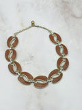 Vintage Boho Halskette vergoldet mit braunen Gliedern