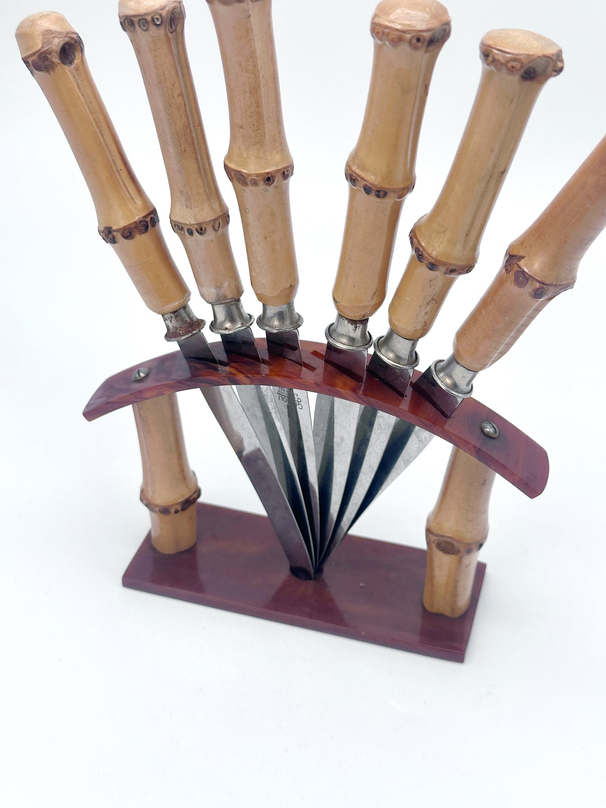 Vintage Obstmesser-Set aus Bambus und Bakelit