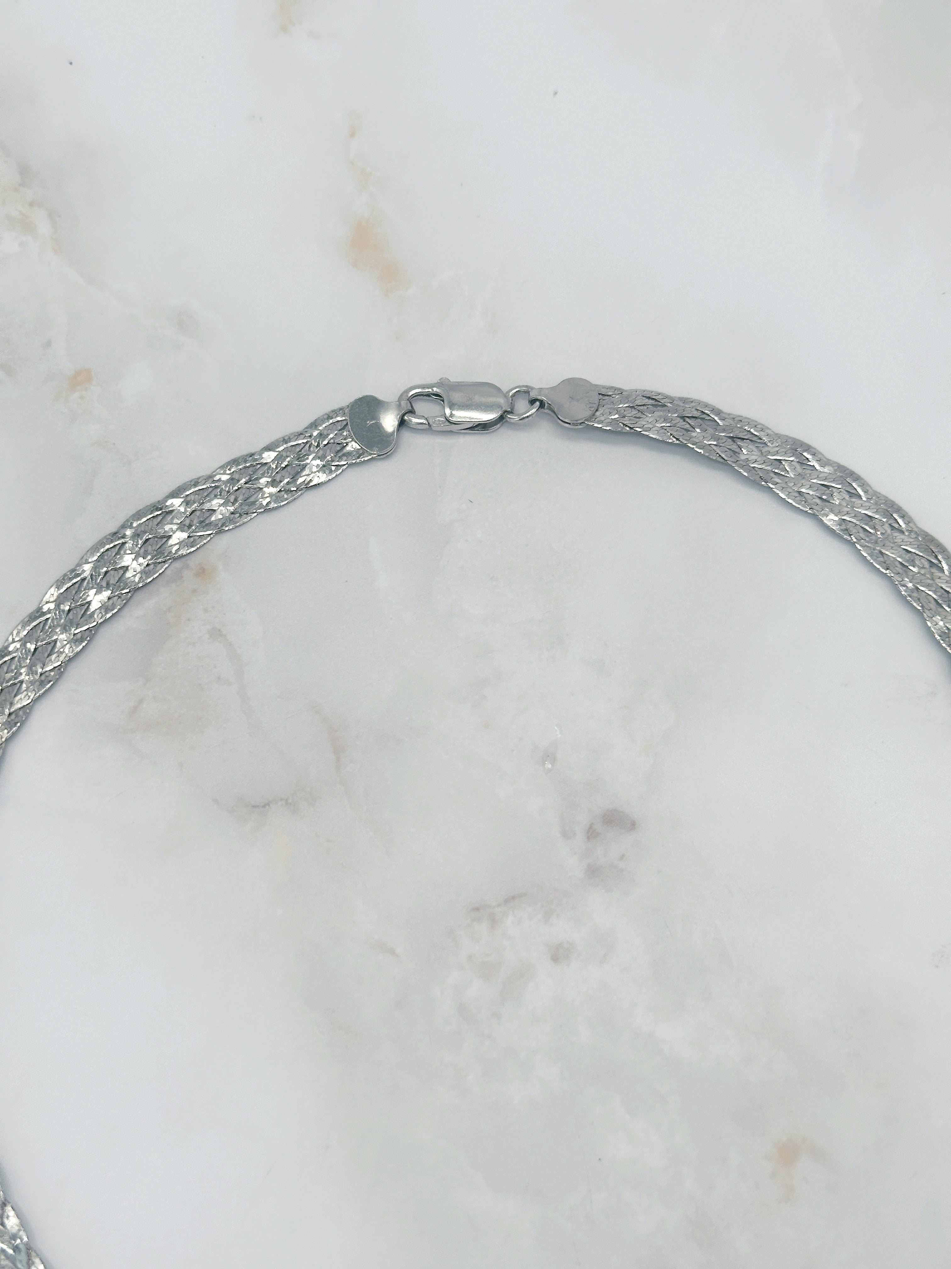Vintage Halskette aus 925 Sterling Silber mit geflochtenem Design