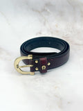 Etienne Aigner Vintage Gürtel aus dunkelrotem Leder mit Messing-Details