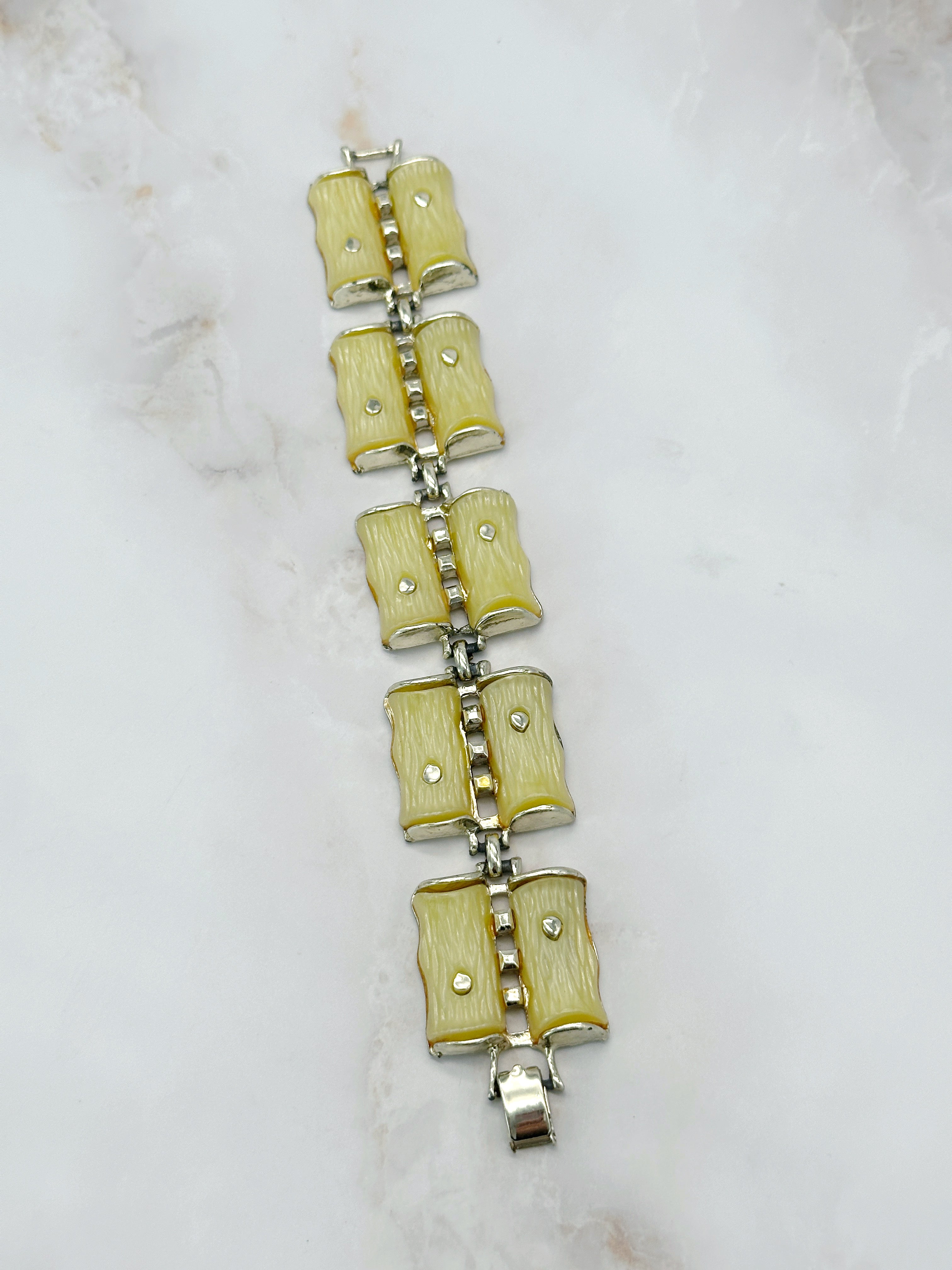 Vintage Lucite Bracelet Yellow Bamboo Design