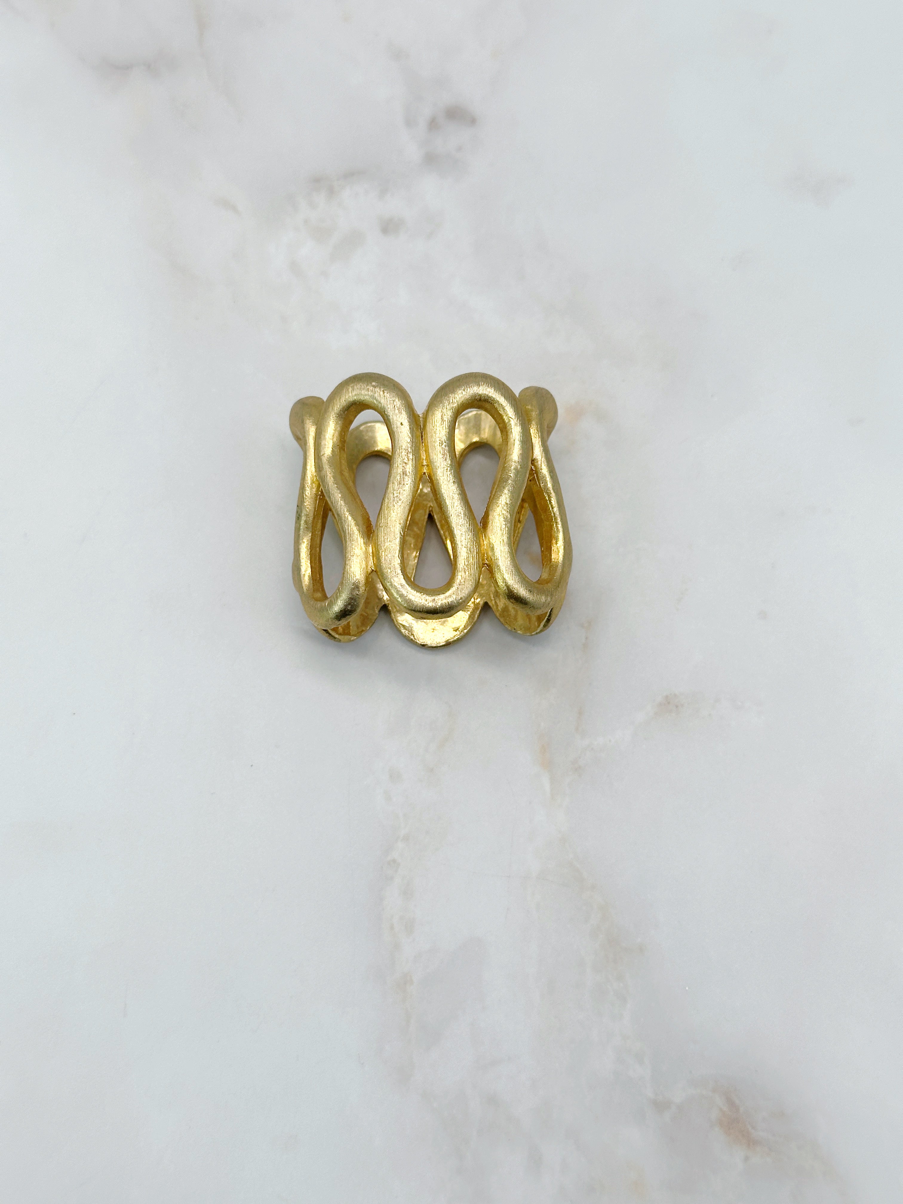 Vintage Tuchring in Schlingenform, vergoldet