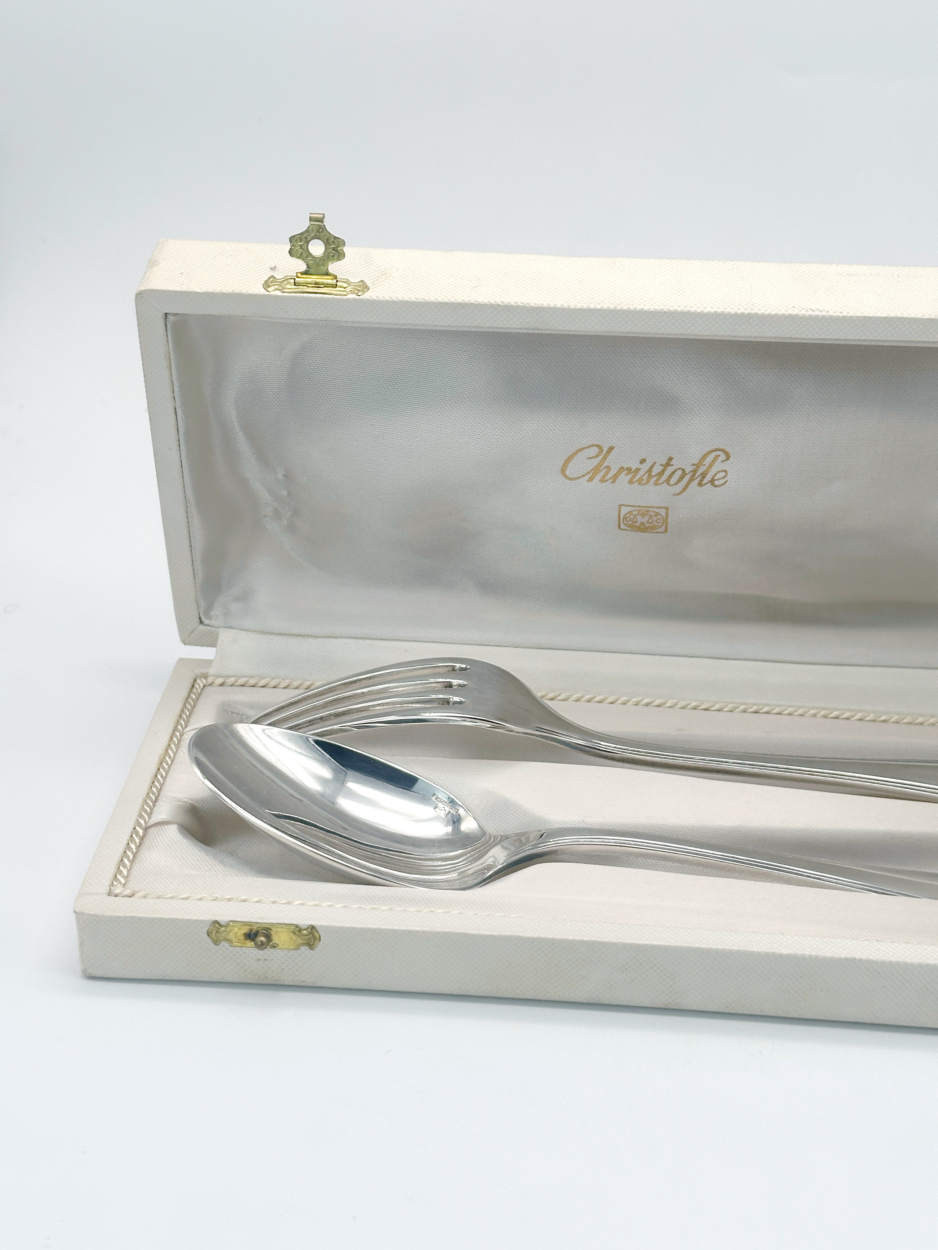 Vintage Taufbesteck von Christofle Paris in originaler Schatulle