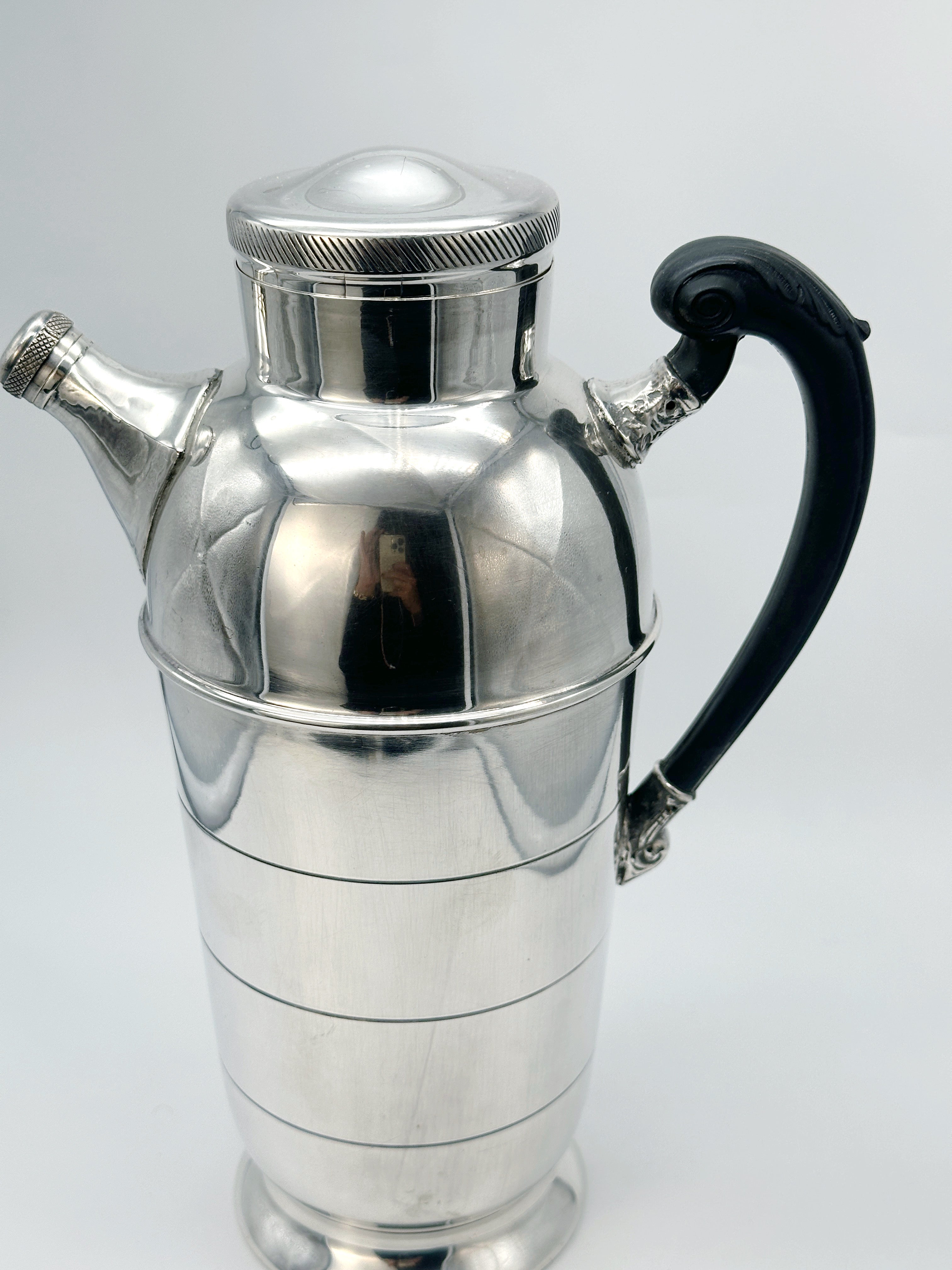 Seltener Art Déco Cocktail Shaker, USA um 1930, versilbert