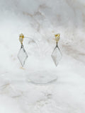 Trapezförmige Lucite Ohrstecker mit Strass und vergoldetem Silber