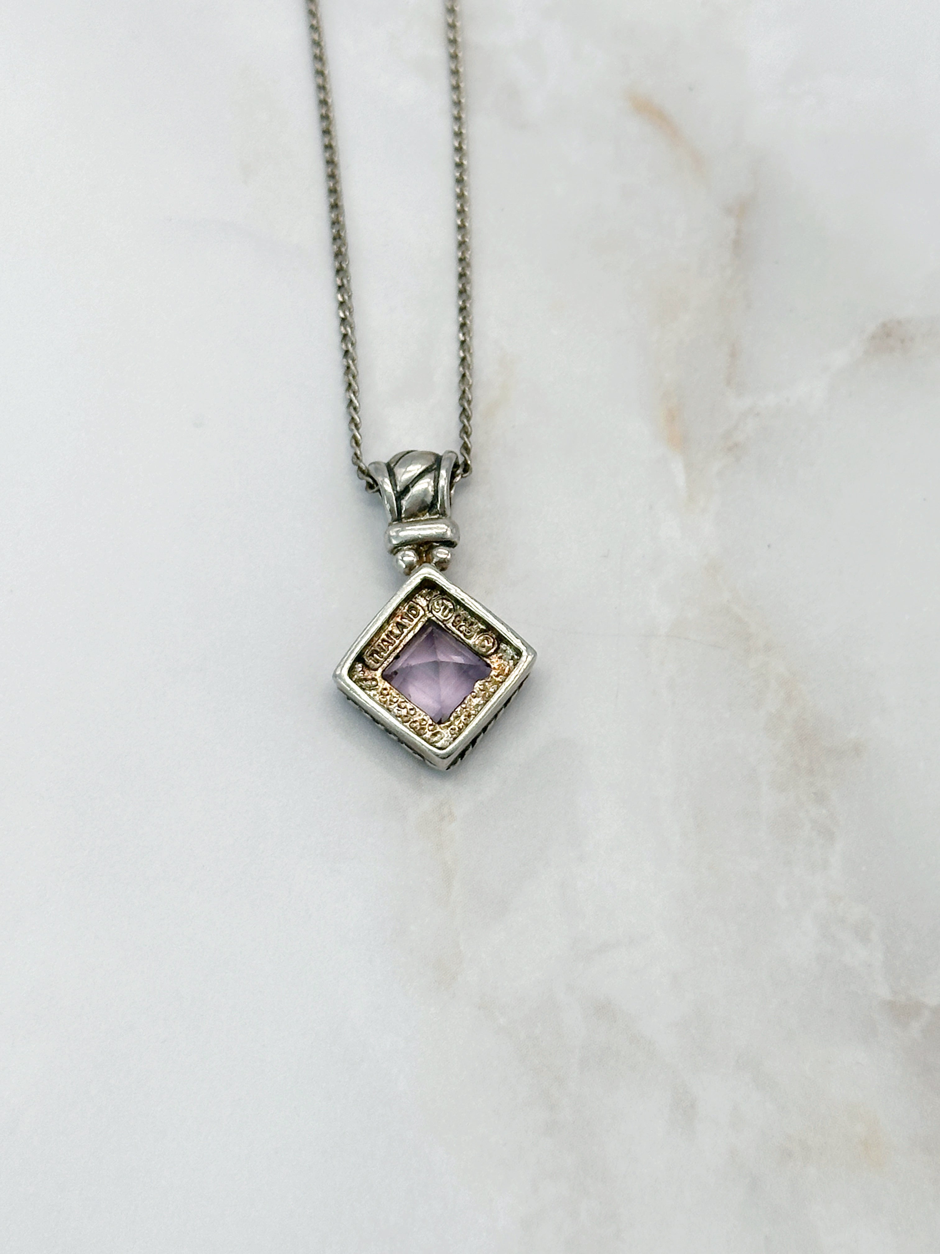 Vintage Halskette aus 925 Sterling Silber mit Amethyst-Anhänger