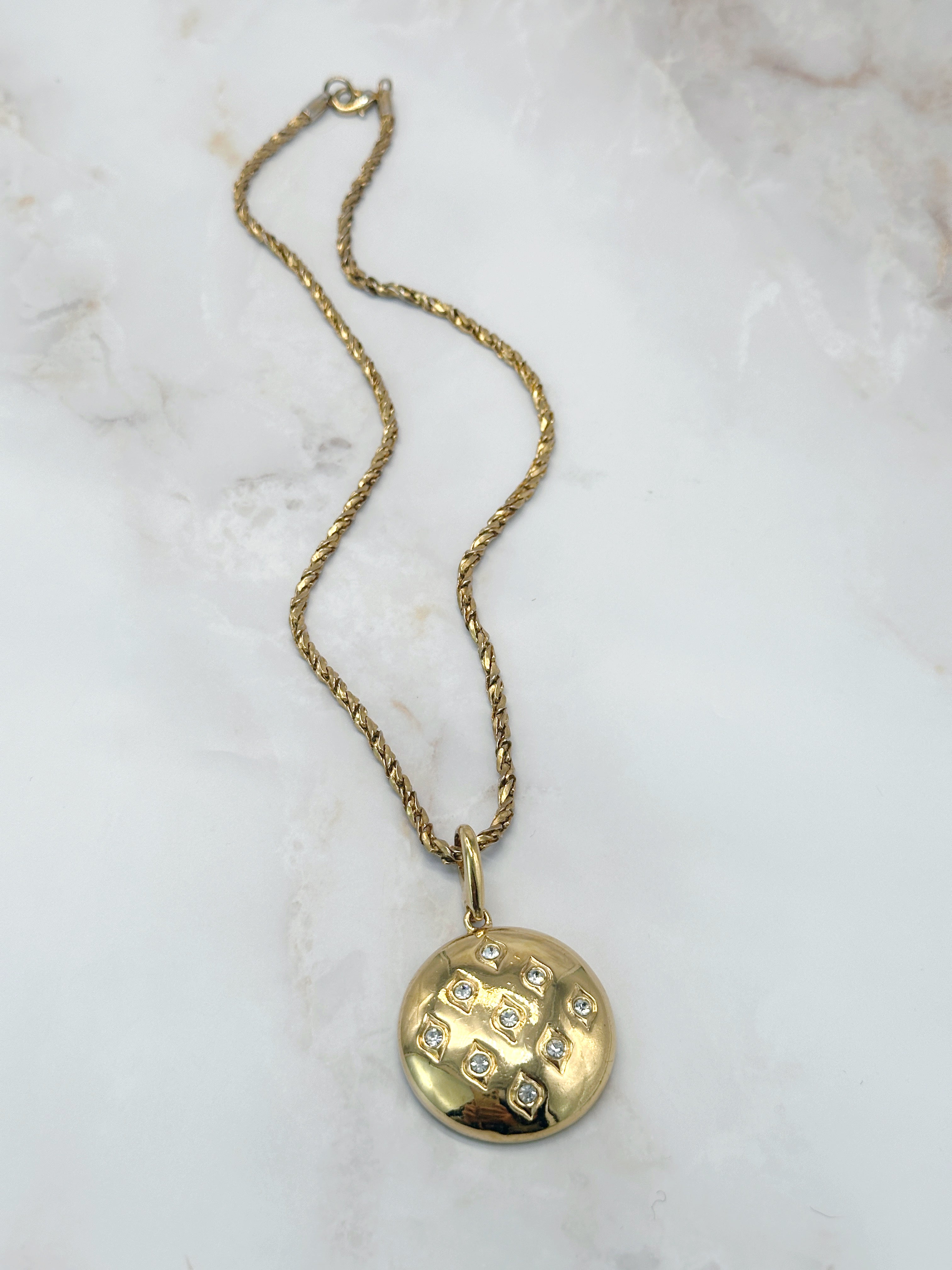 Gedrehte Vintage Halskette mit Strass Anhänger