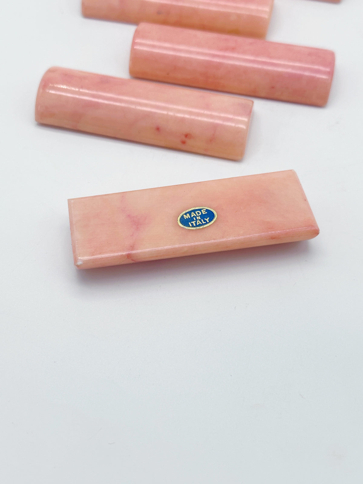 Messerbänkchen aus pfirsichfarbenem Marmor – elegantes 6er-Set