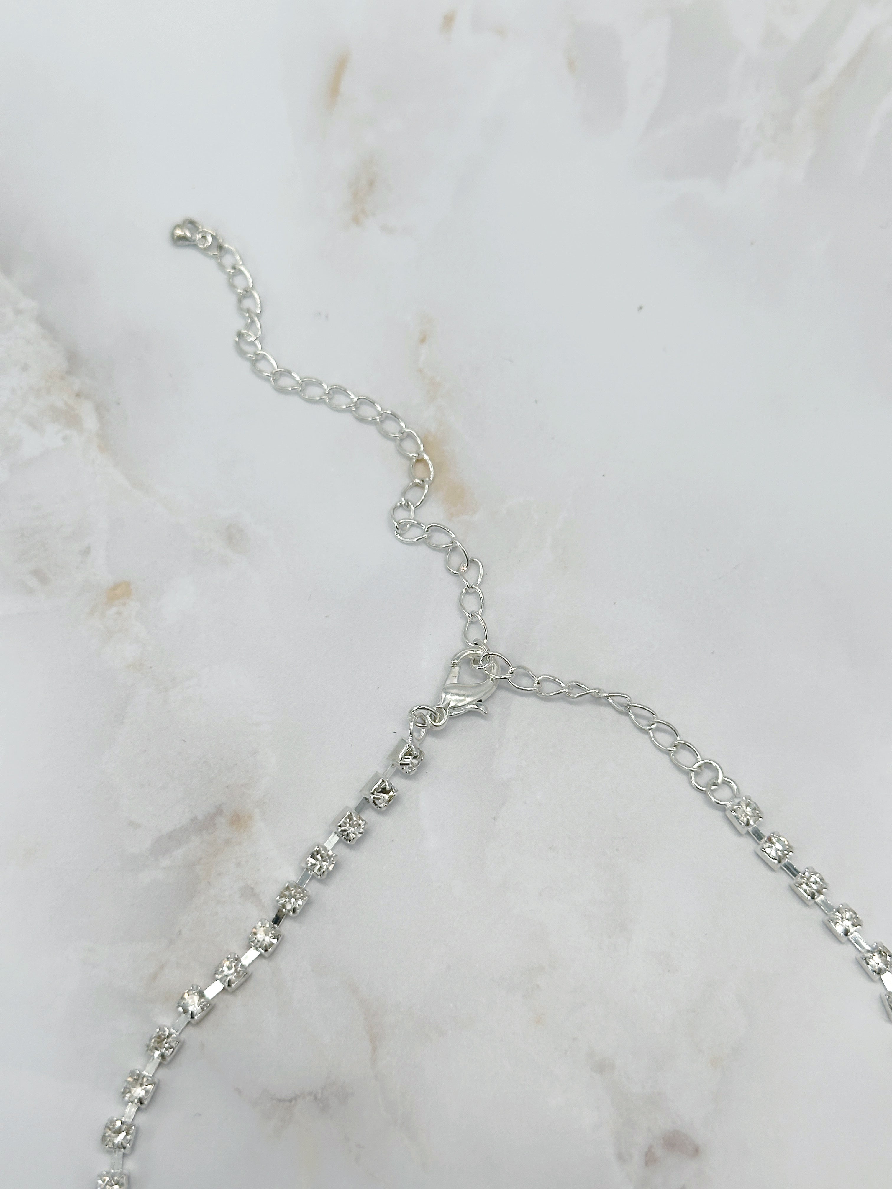Vintage Strass Halskette im Art Déco Stil