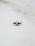 Atemberaubender Art Déco Ring in 585 Weißgold mit Diamant und Saphiren