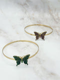 Vintage Choker mit Schmetterling-Anhänger in Grün oder Lila