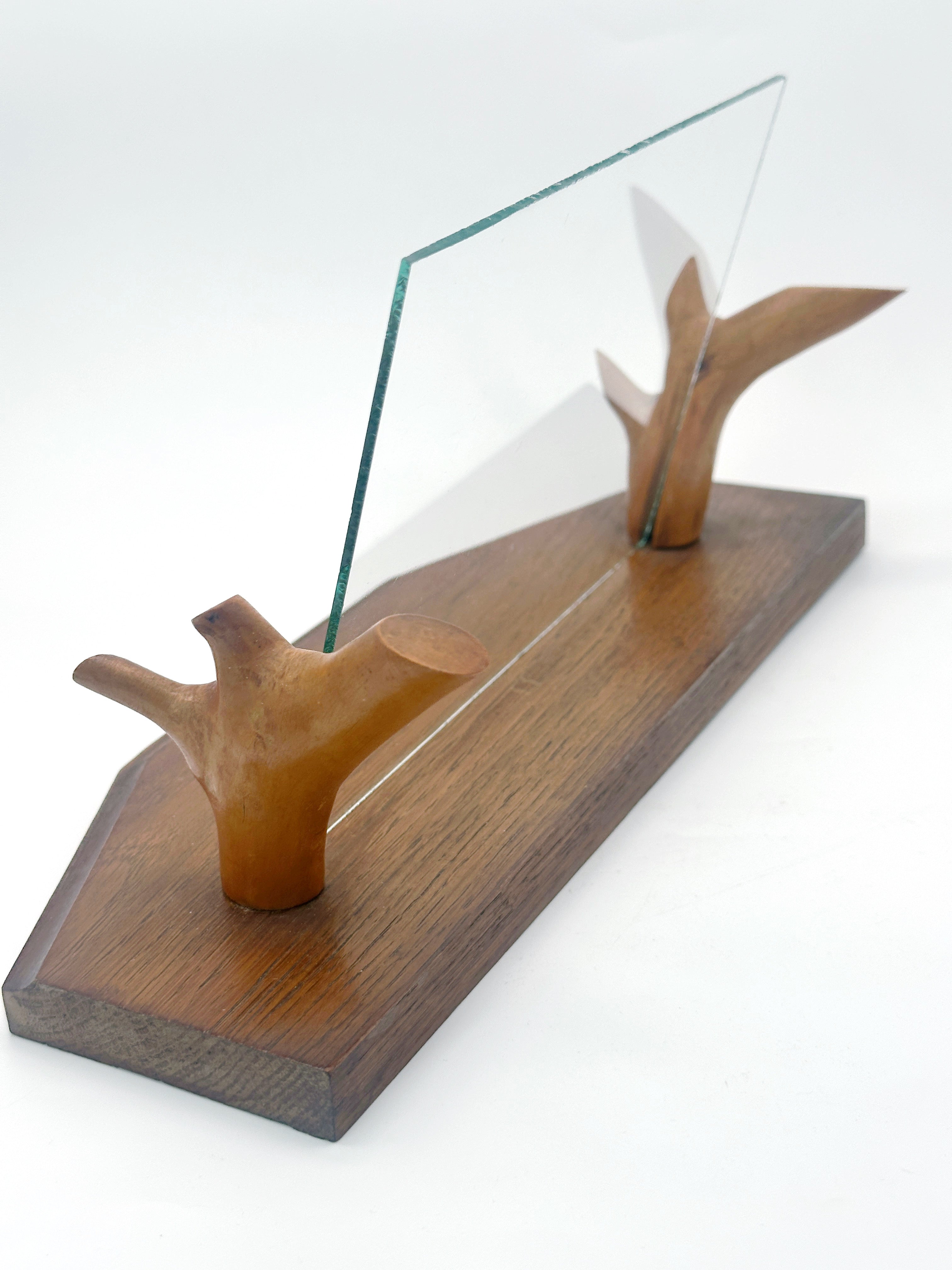 Fotorahmen mit Ständer aus Holz und Glas um 1930/40