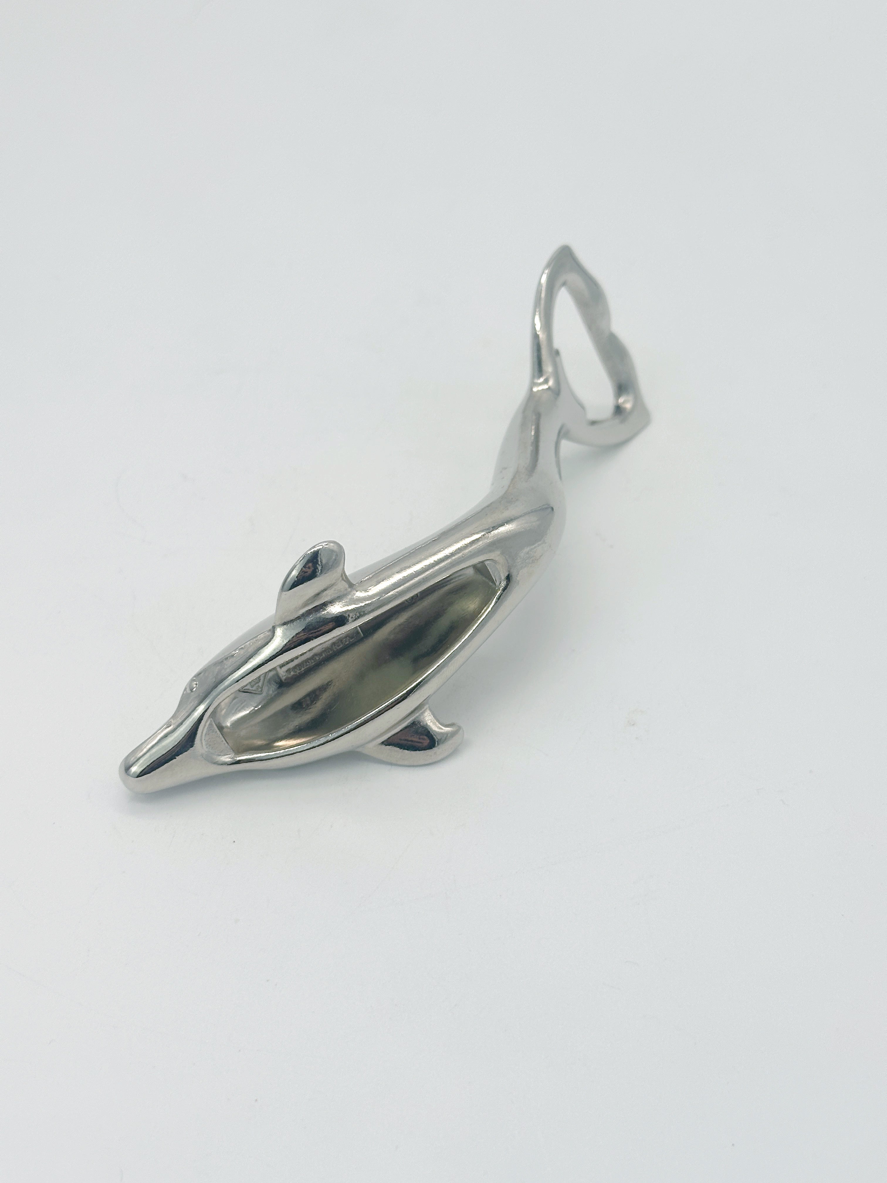 Versilberter Vintage Flaschenöffner Delfin von BMF
