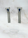 Vintage Ohrstecker mit funkelnden Fransen & blauem Stein