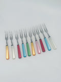 Set aus 12 bunten Cocktailgabeln mit Perlmuttglanz