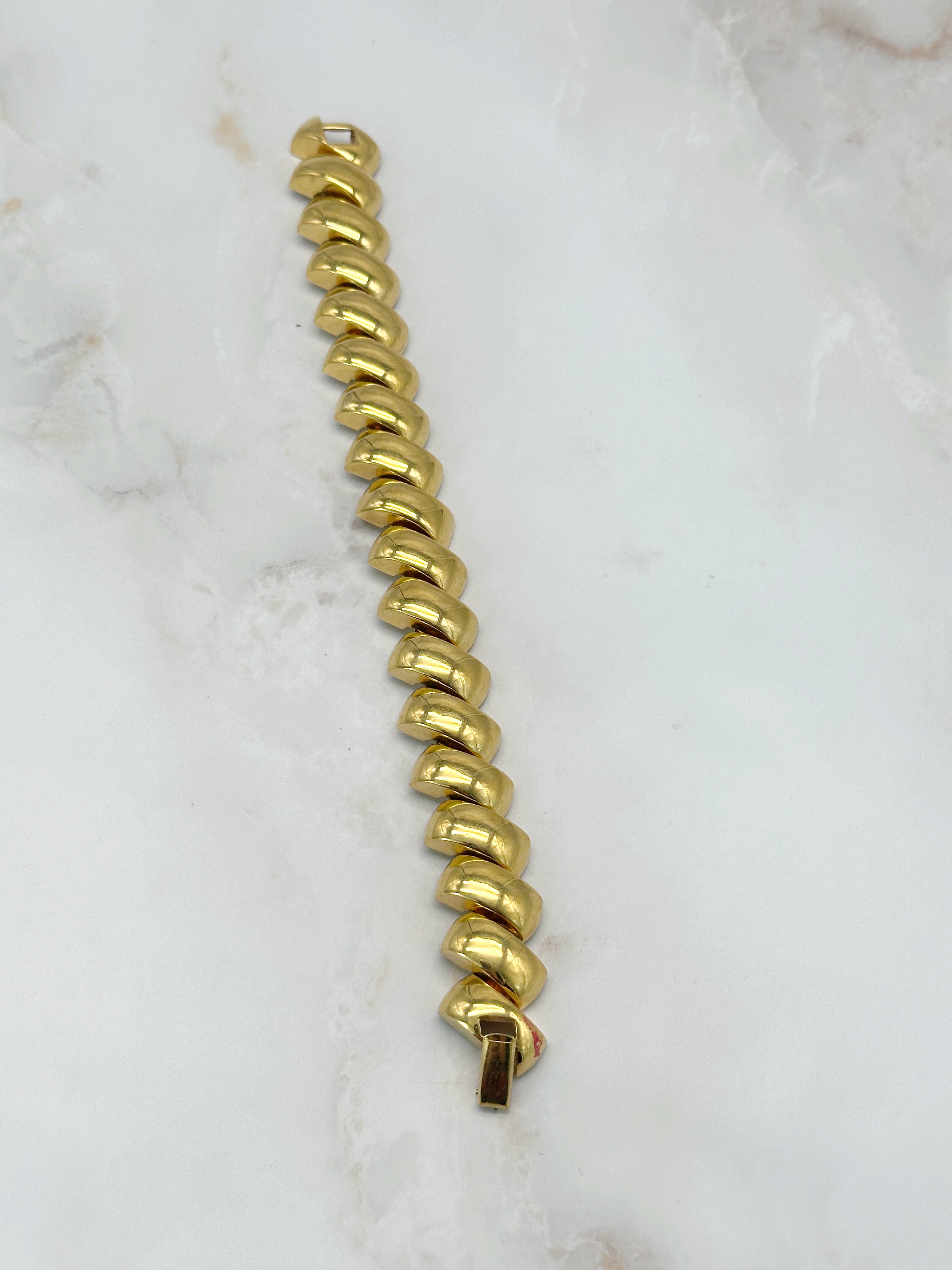 Vergoldetes Vintage Gliederarmband mit schrägen Elementen