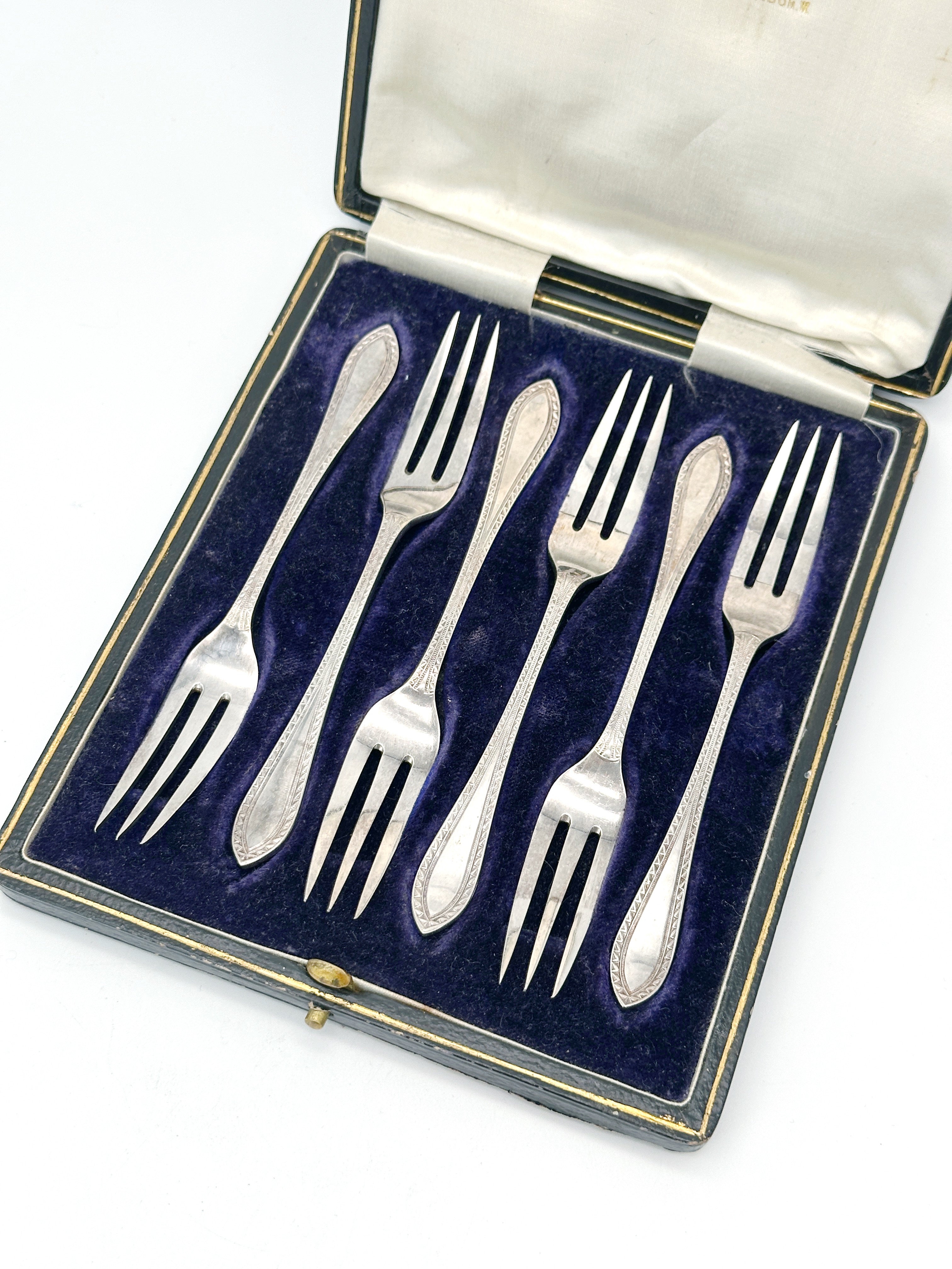 Elegantes Kuchengabeln-Set von Mappin & Webb, 50er Jahre