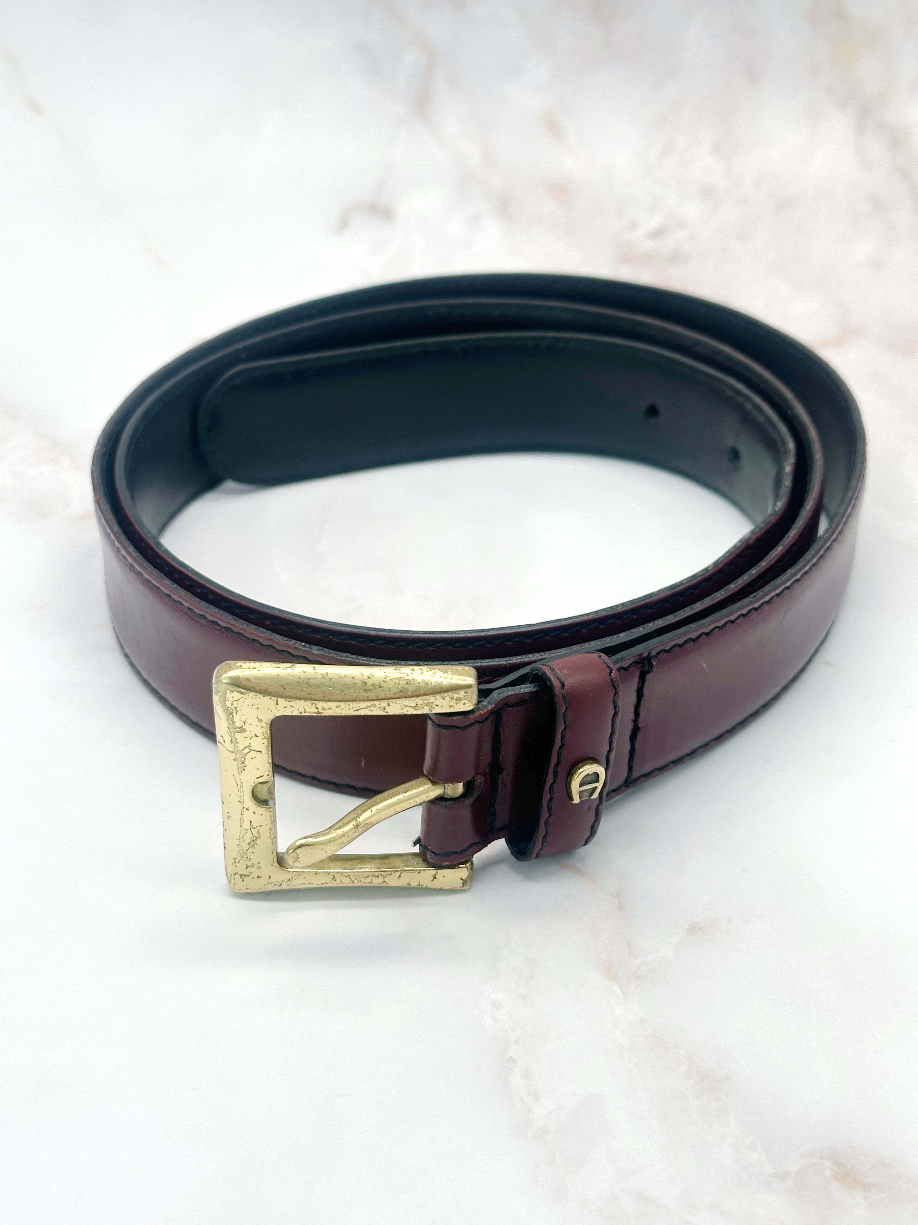 Vintage Gürtel von Aigner aus bordeauxrotem Leder