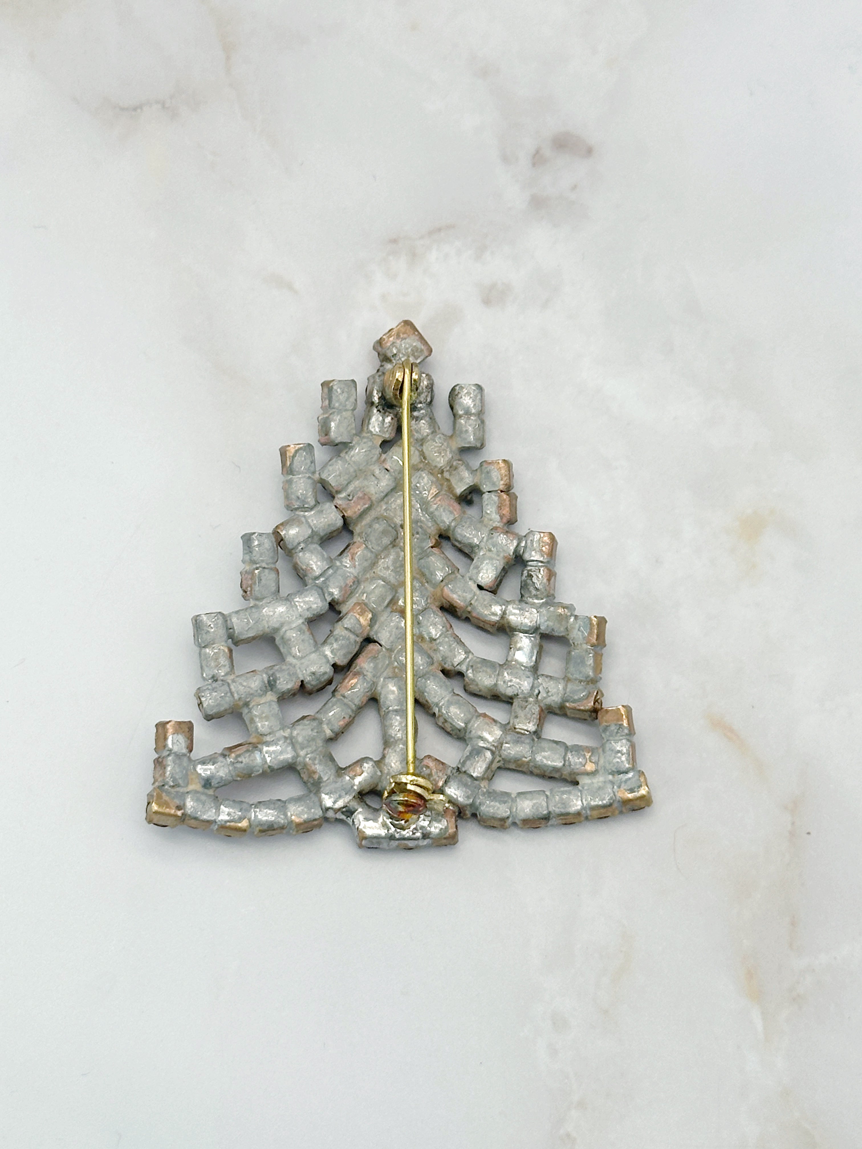 Funkelnde Gablonzer Brosche Christbaum