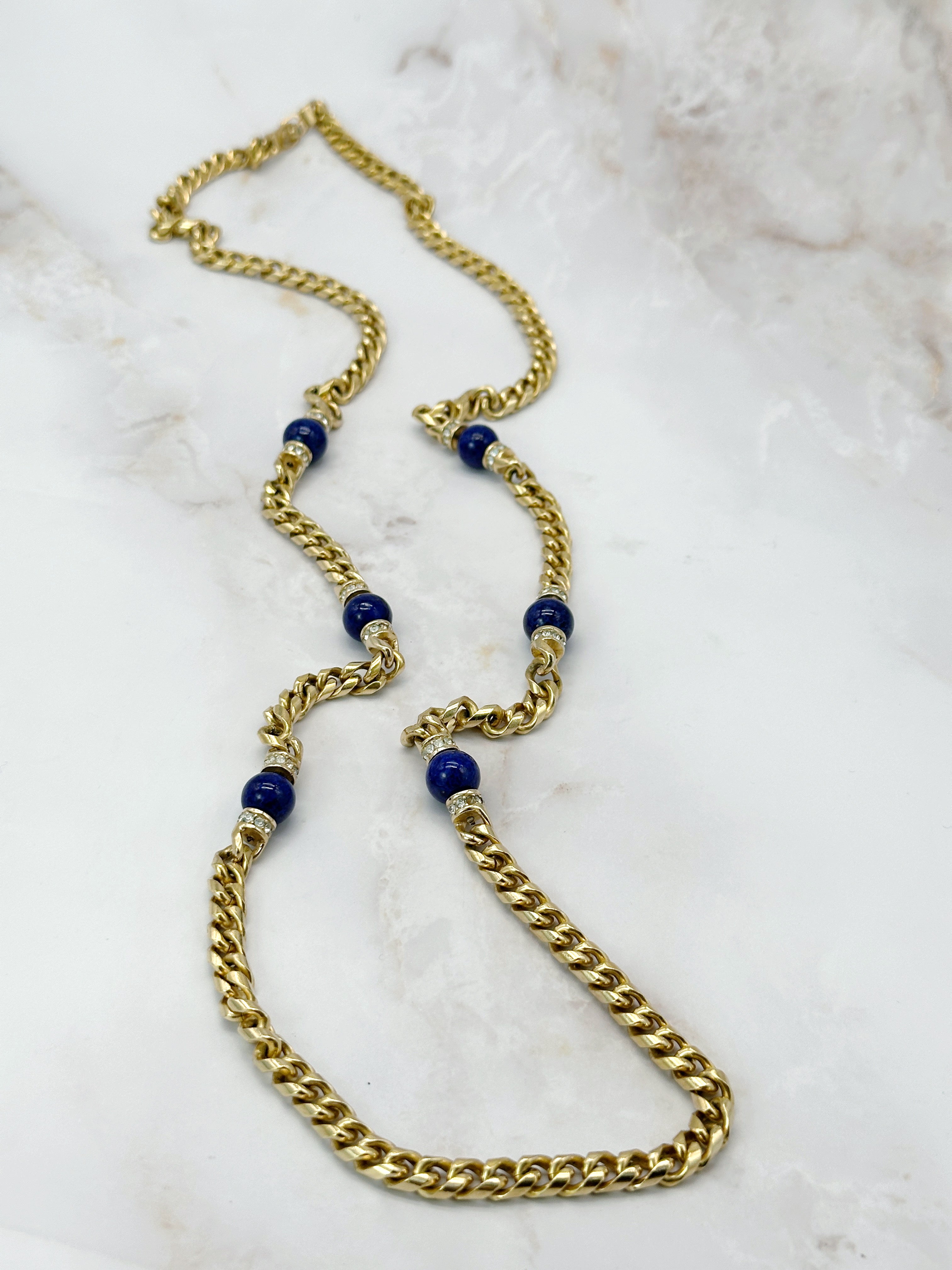 Lange Designer-Halskette von Grossé in Lapislazuli Blau
