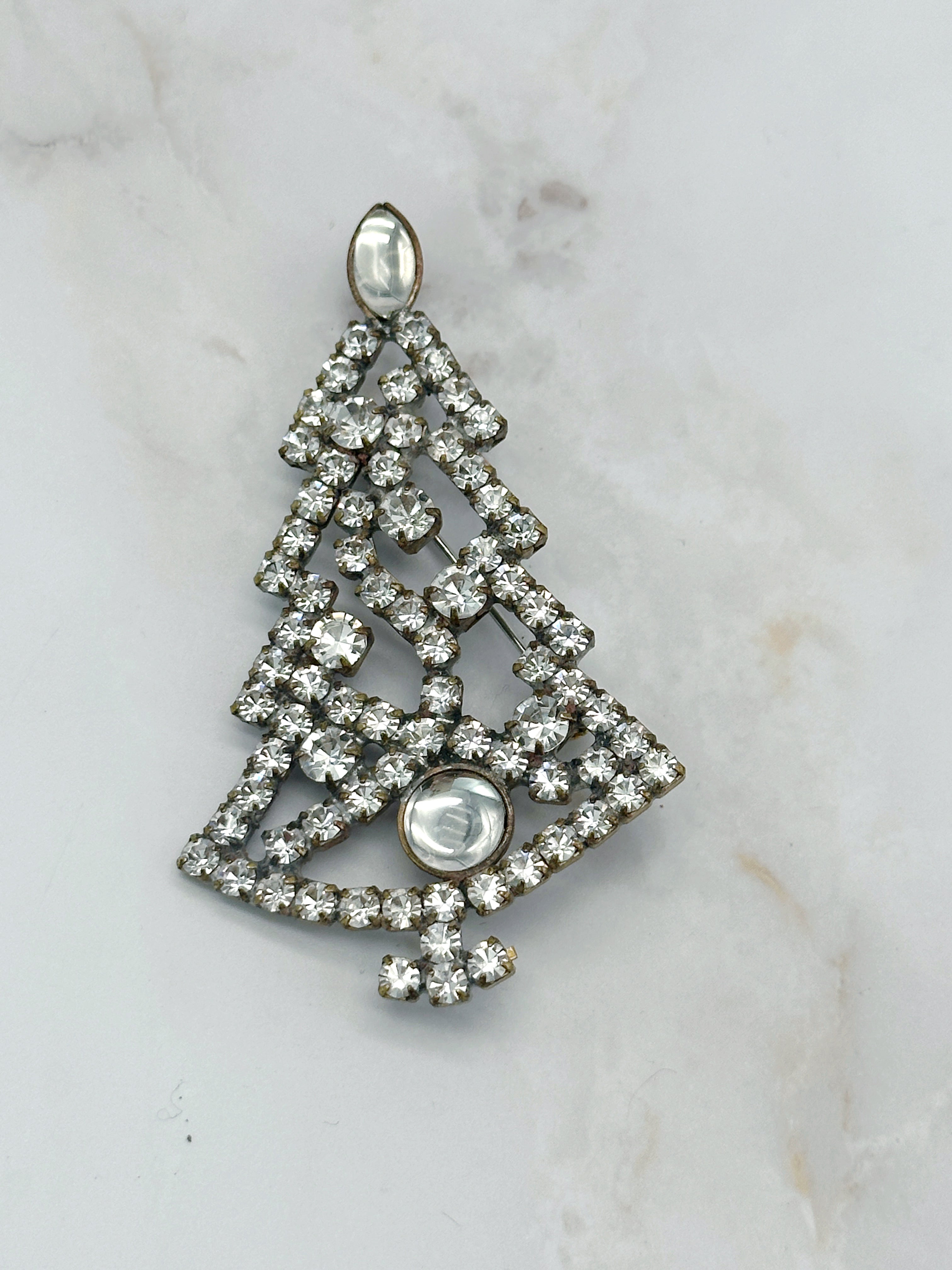 Funkelnde Gablonzer Brosche Christbaum