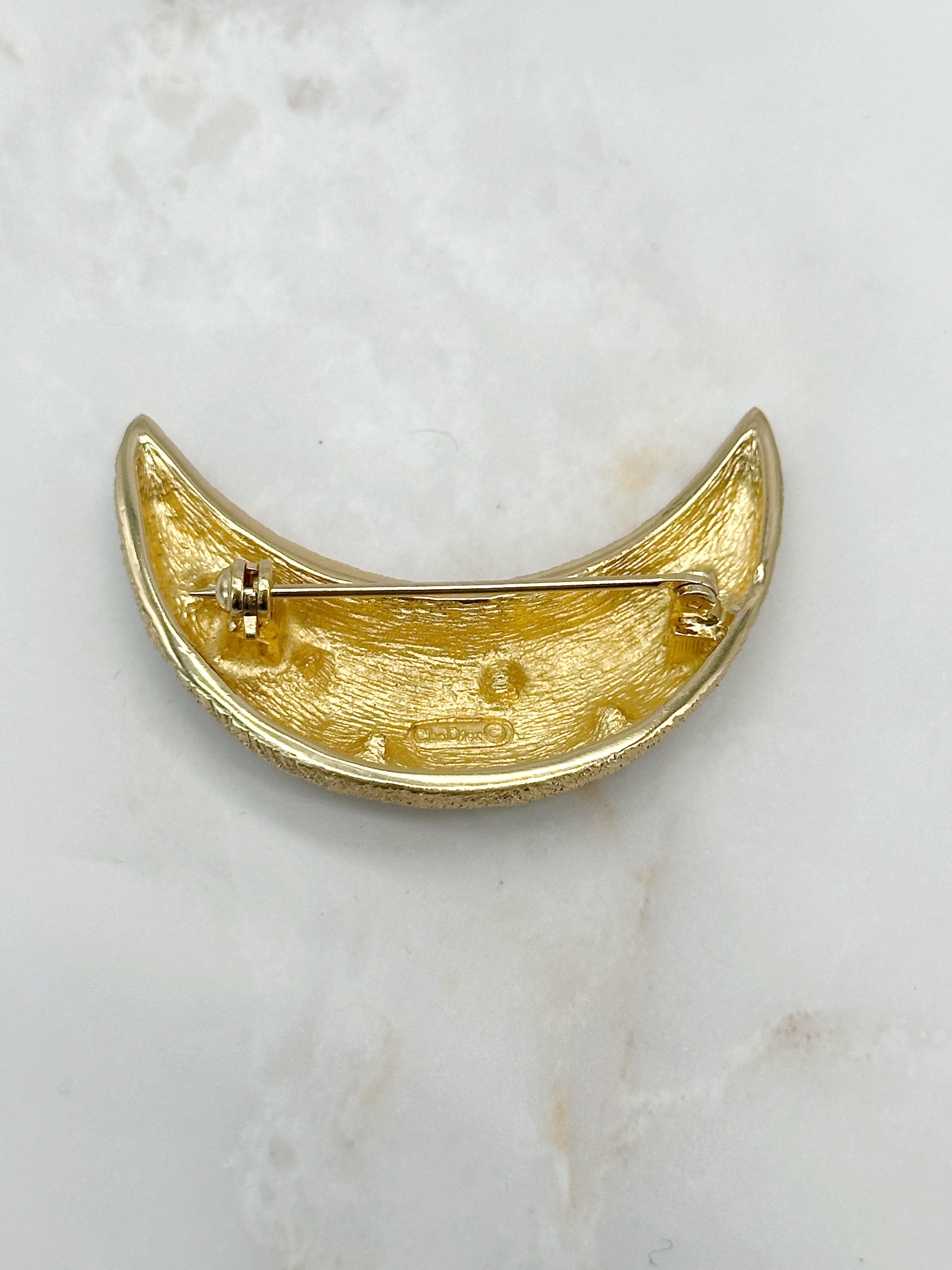 Signierte Christian Dior Brosche "Mond" mit Swarovski Kristallen