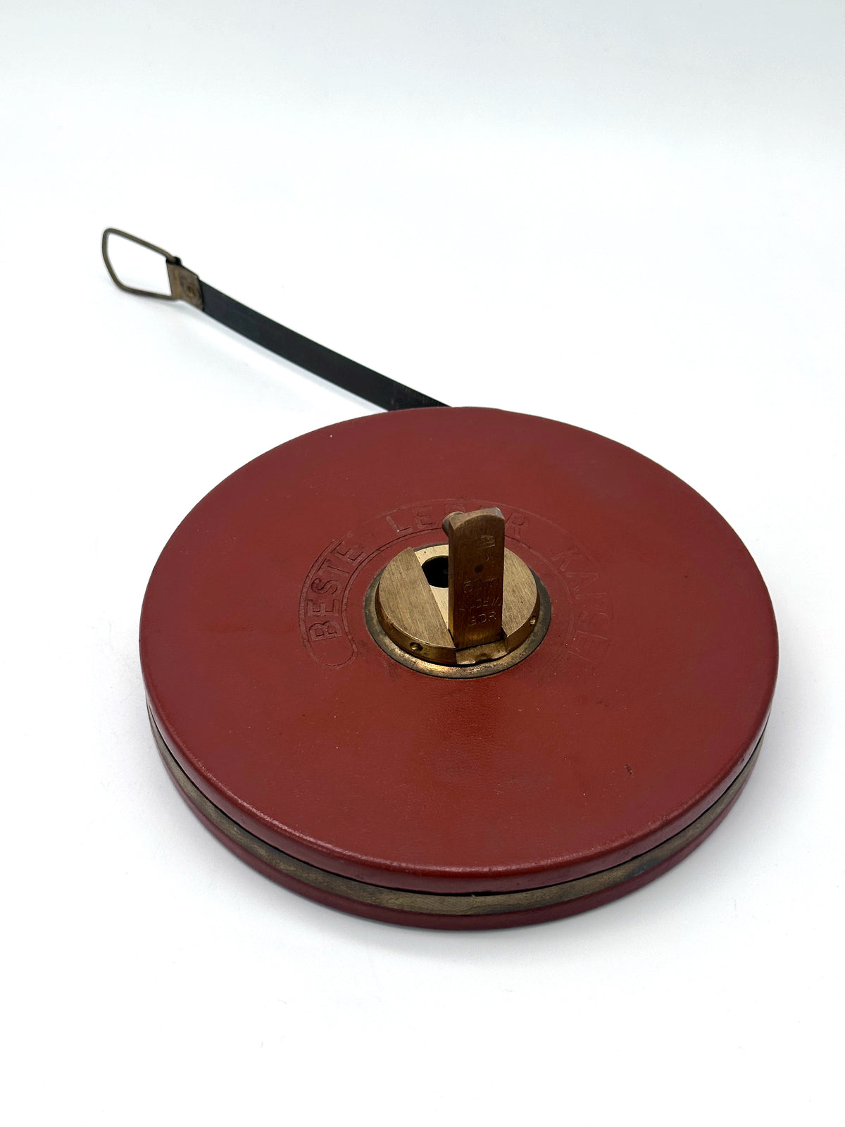 Vintage Rollbandmaß mit Lederbezug um 1950 – 50 Meter