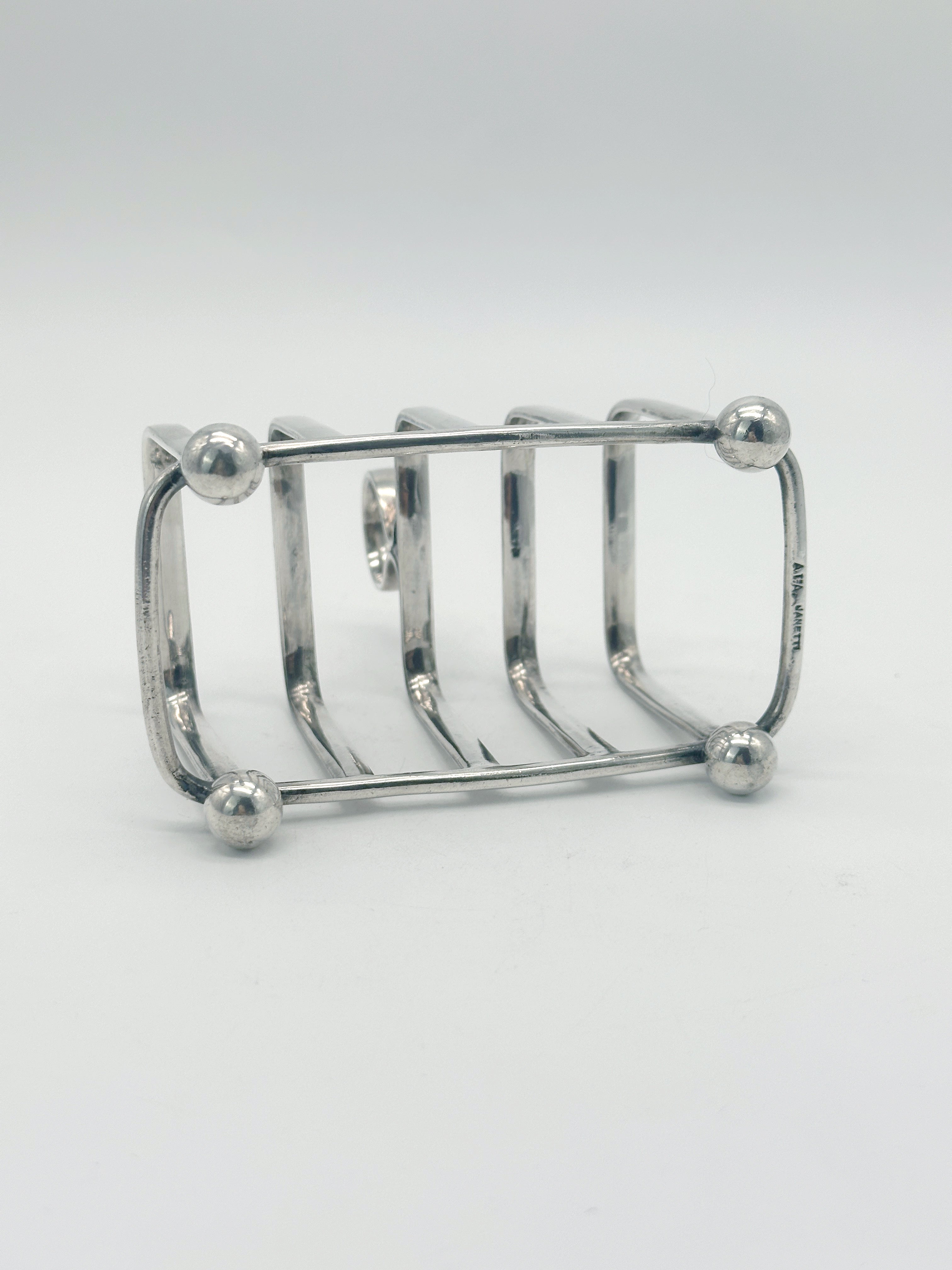 Antiker versilberter Toastständer für vier Scheiben