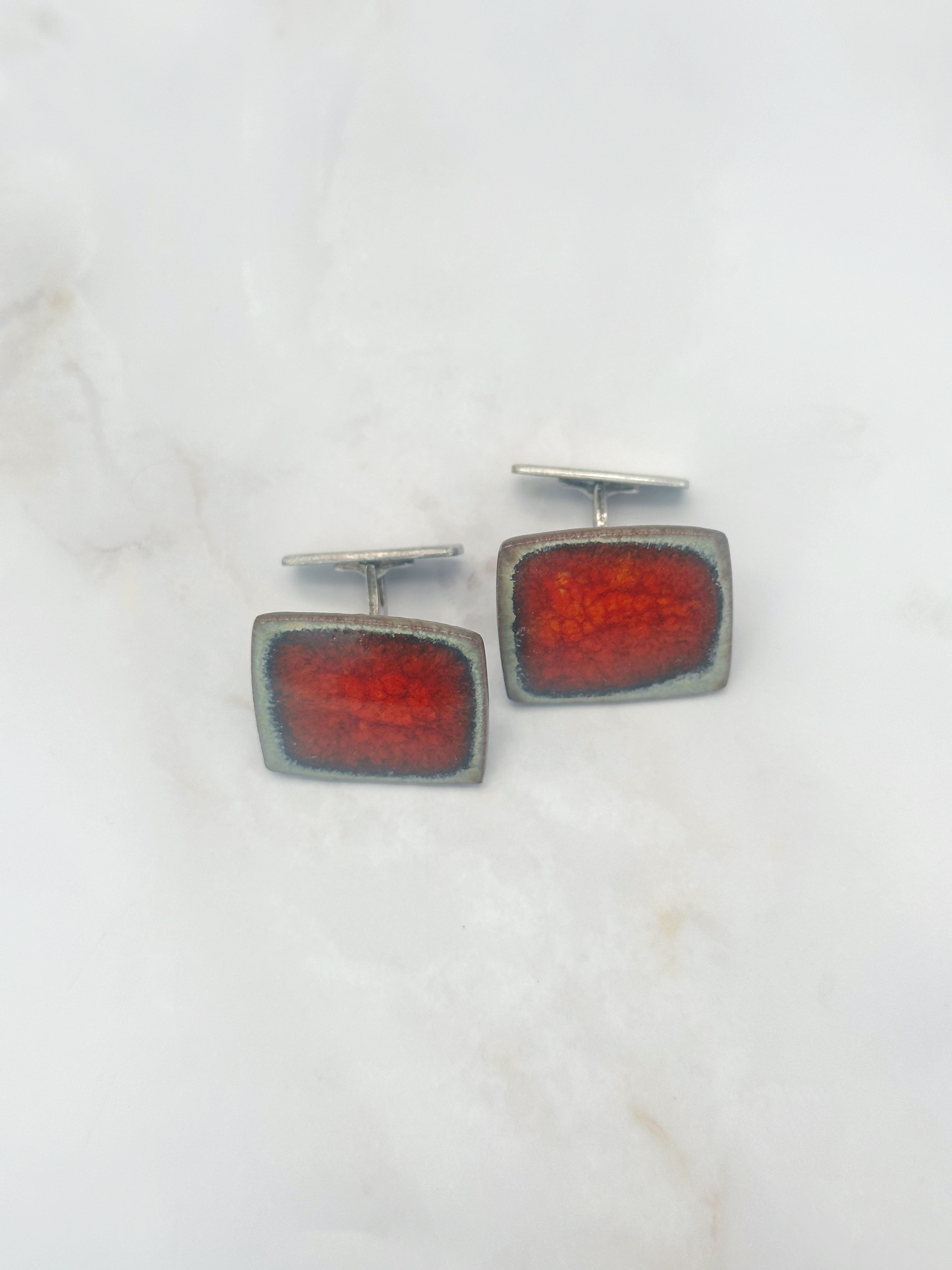 Ausgefallene Vintage Keramik-Manschettenknöpfe signiert Brønsted Denmark