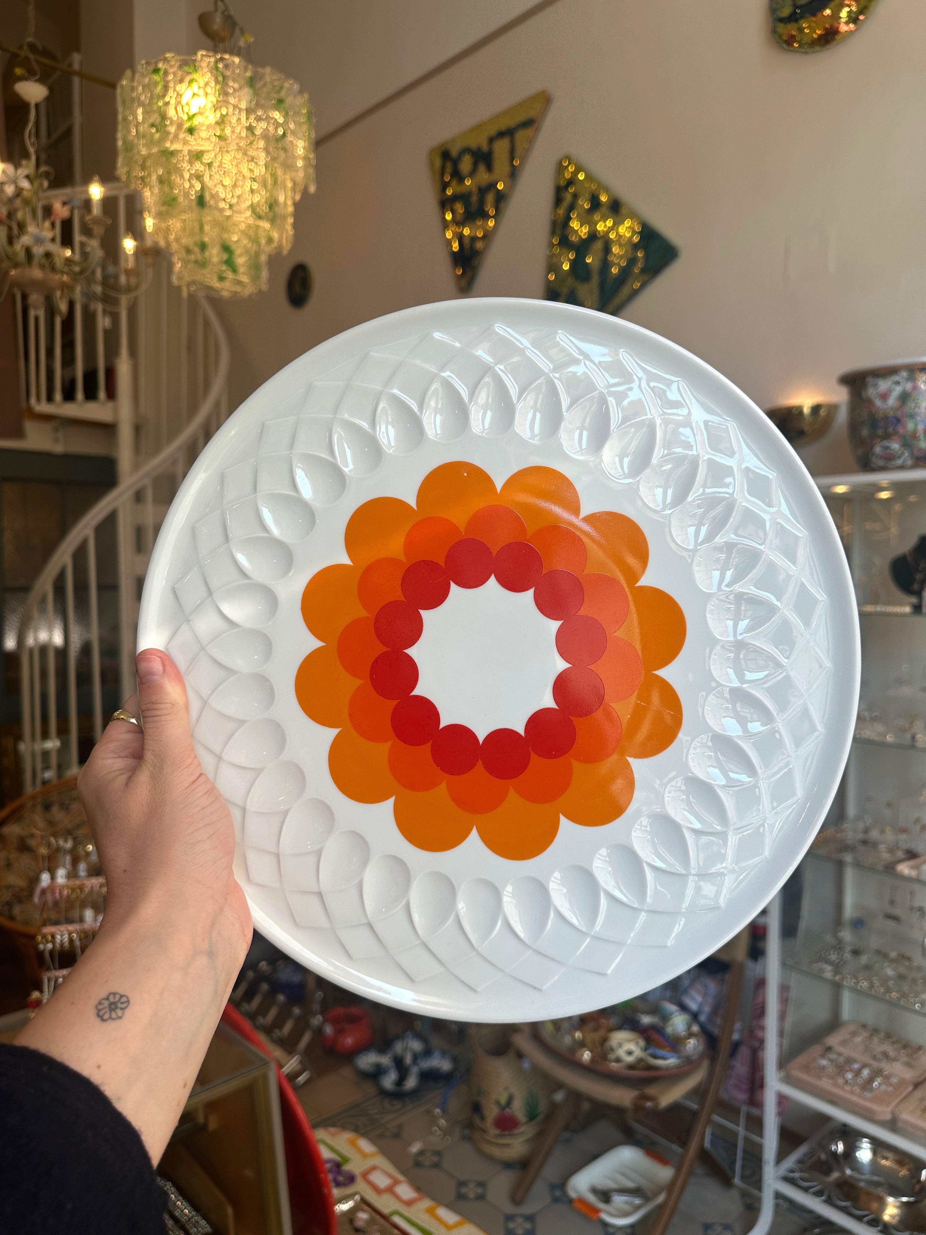 Vintage Kuchenplatte von Arzberg, 60er Jahre Blumendekor