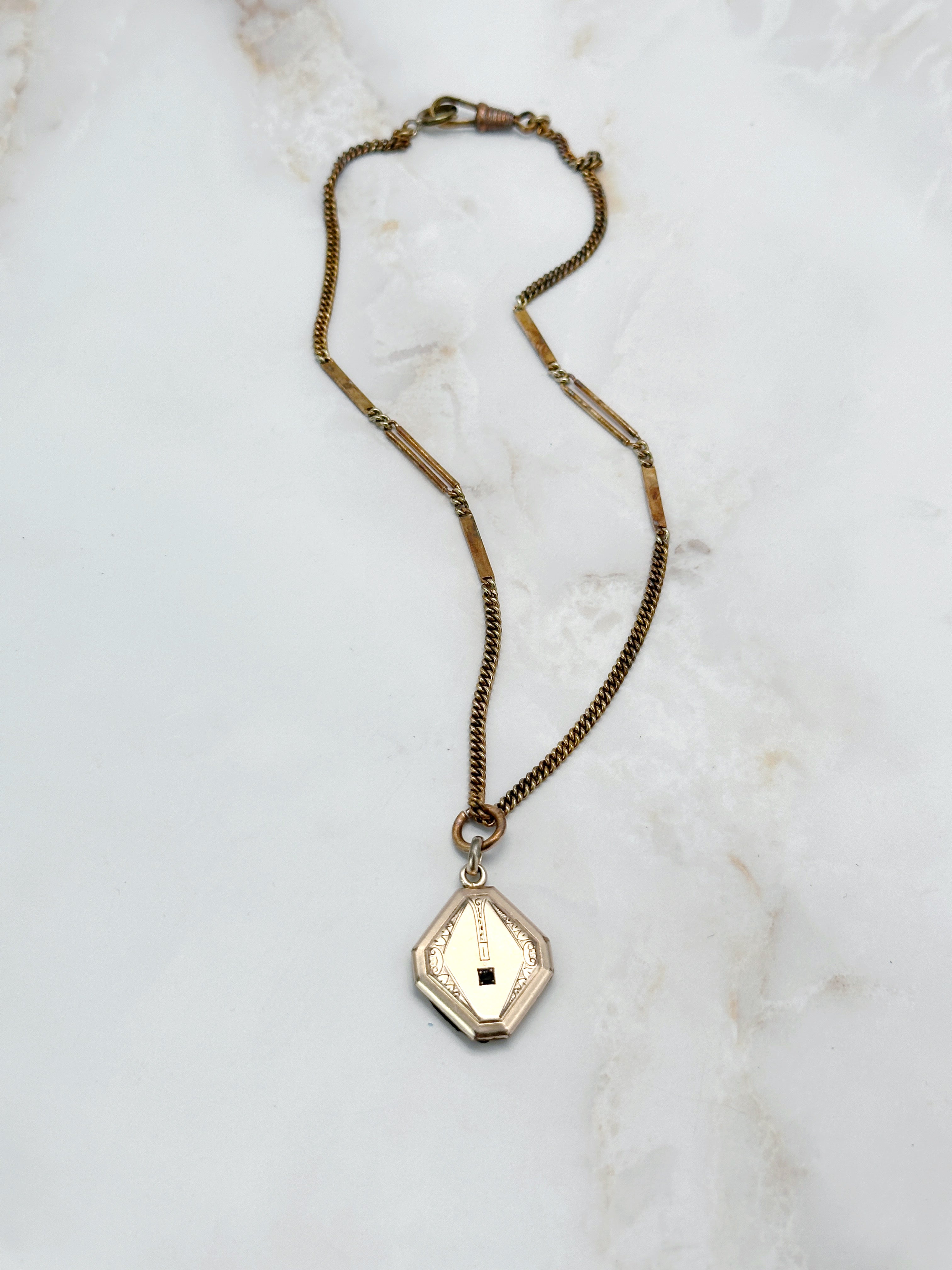 Antike Jugendstil Kette mit Medaillon Doublé