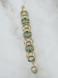 Vintage Armband Vergoldet Emaille Grün Blau